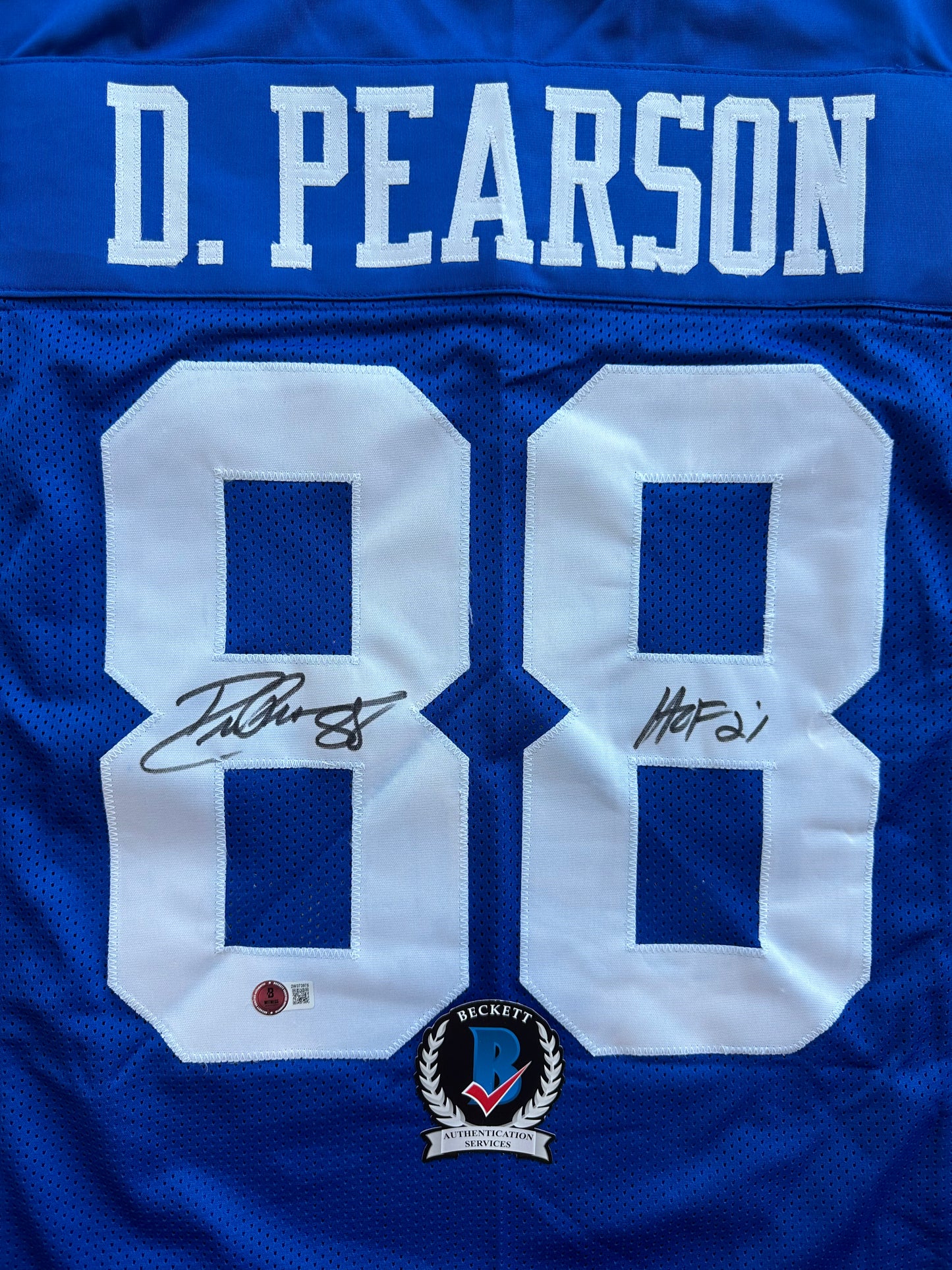 DREW PEARSON DALLAS COWBOYS SIGNED TB JERSEY w/HOF 21 INSCRIPTION XL BAS