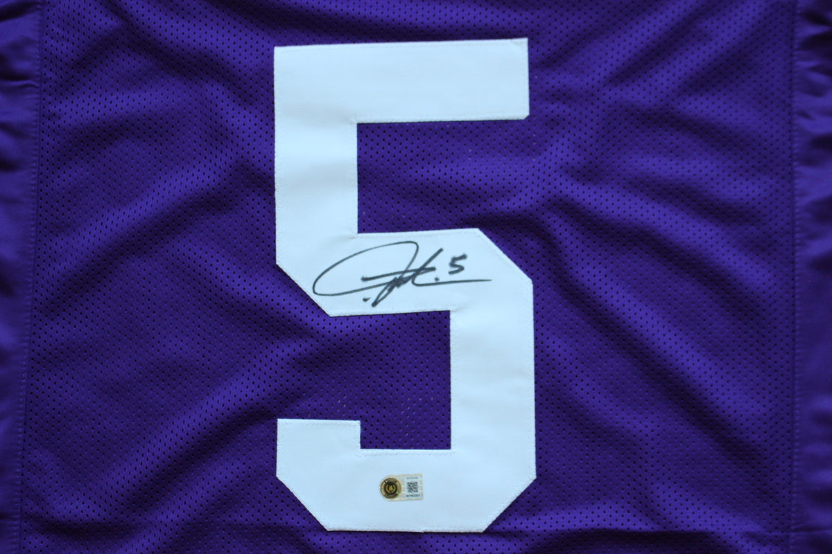 LaDAINIAN TOMLINSON TCU HORNED FROGS SIGNED JERSEY Chargers BAS