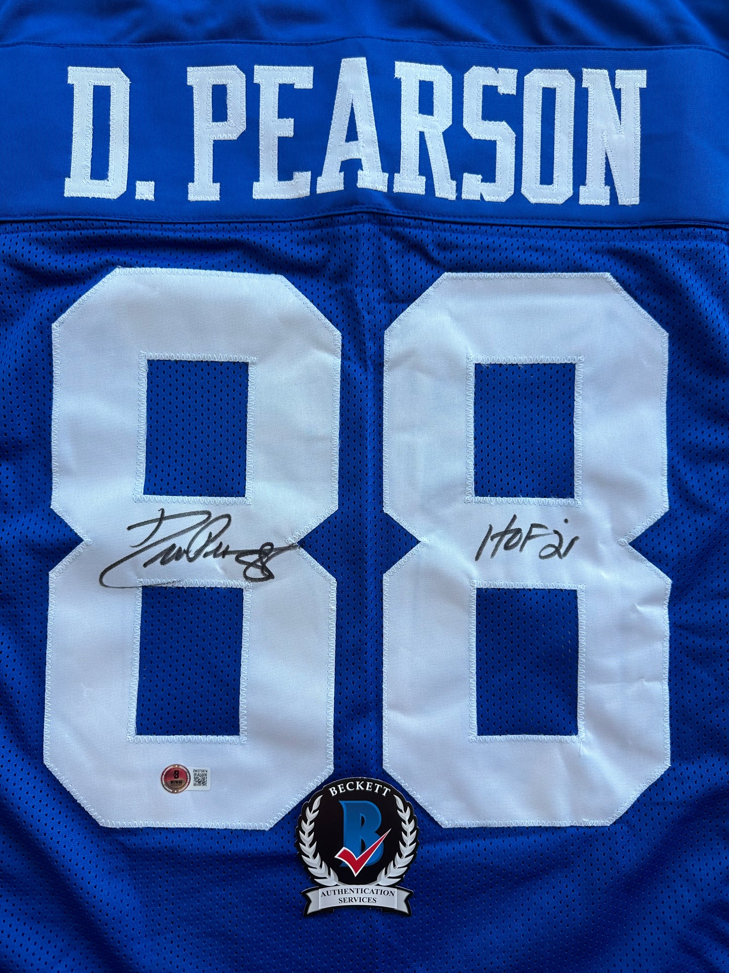 DREW PEARSON DALLAS COWBOYS SIGNED TB JERSEY w/HOF 21 INSCRIPTION XL BAS
