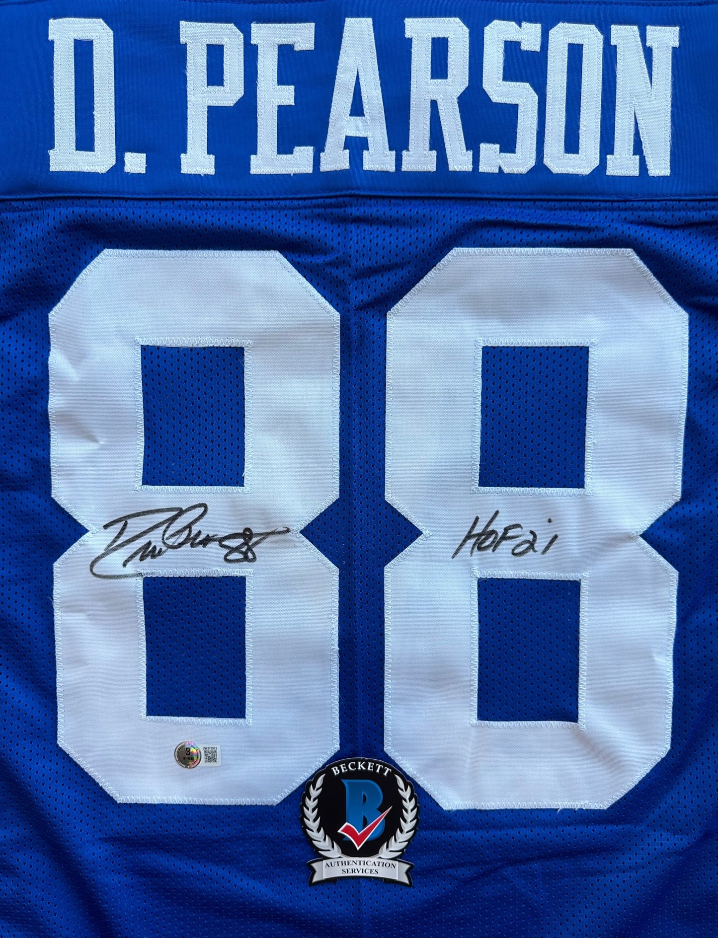 DREW PEARSON DALLAS COWBOYS SIGNED TB JERSEY w/HOF 21 INSCRIPTION XL BAS
