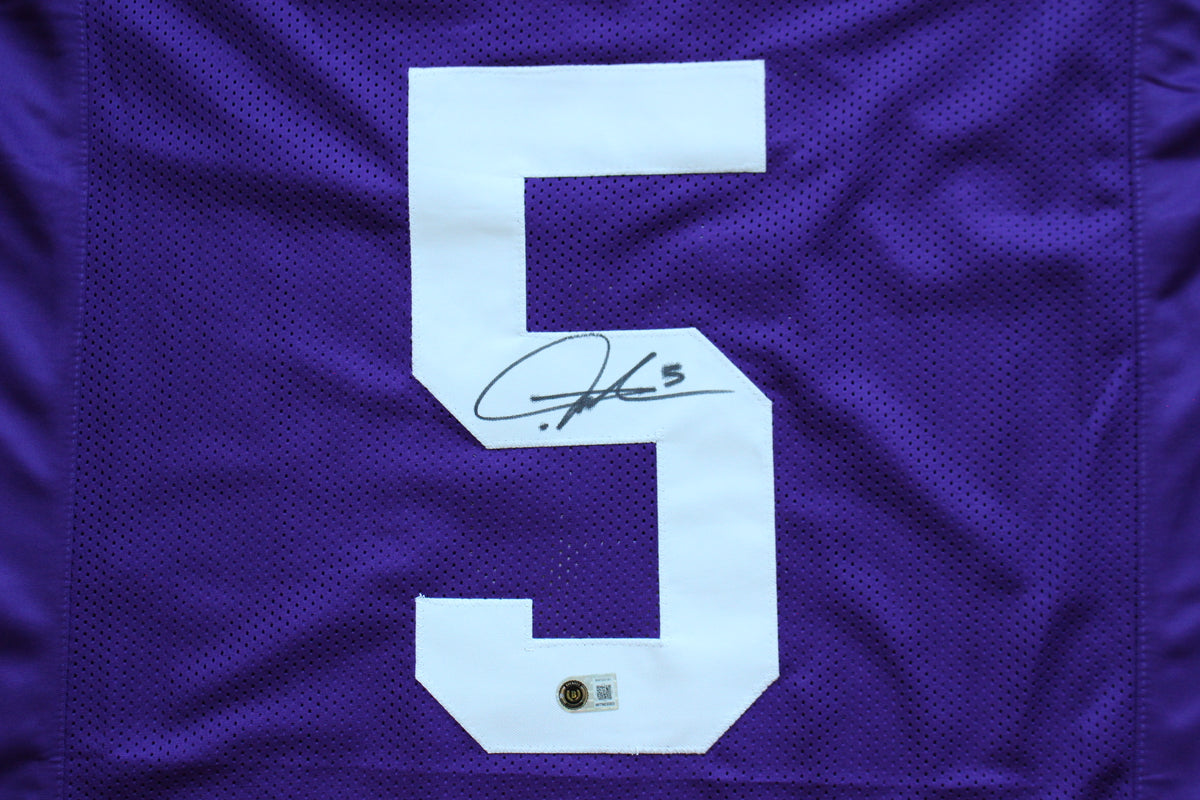 LaDAINIAN TOMLINSON TCU HORNED FROGS SIGNED JERSEY Chargers BAS