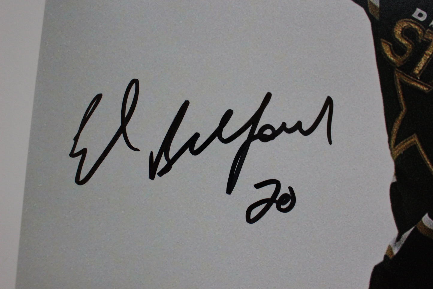 ED BELFOUR DALLAS STARS SIGNED 16x20 PHOTO Holding up the Cup BAS COA