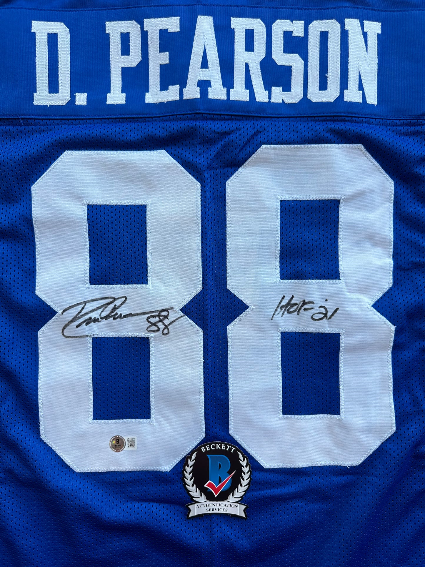 DREW PEARSON DALLAS COWBOYS SIGNED TB JERSEY w/HOF 21 INSCRIPTION XL BAS