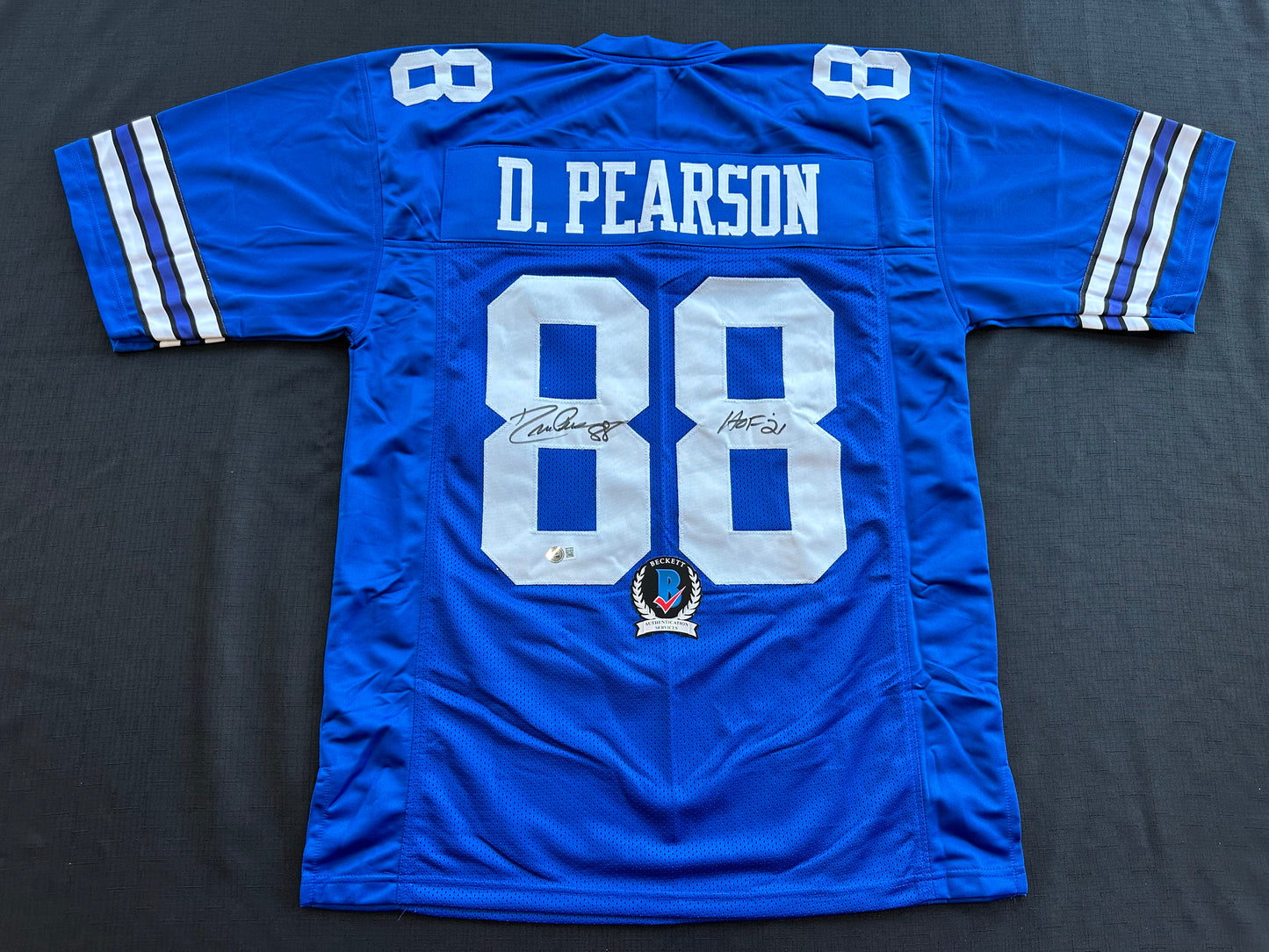 DREW PEARSON DALLAS COWBOYS SIGNED TB JERSEY w/HOF 21 INSCRIPTION XL BAS