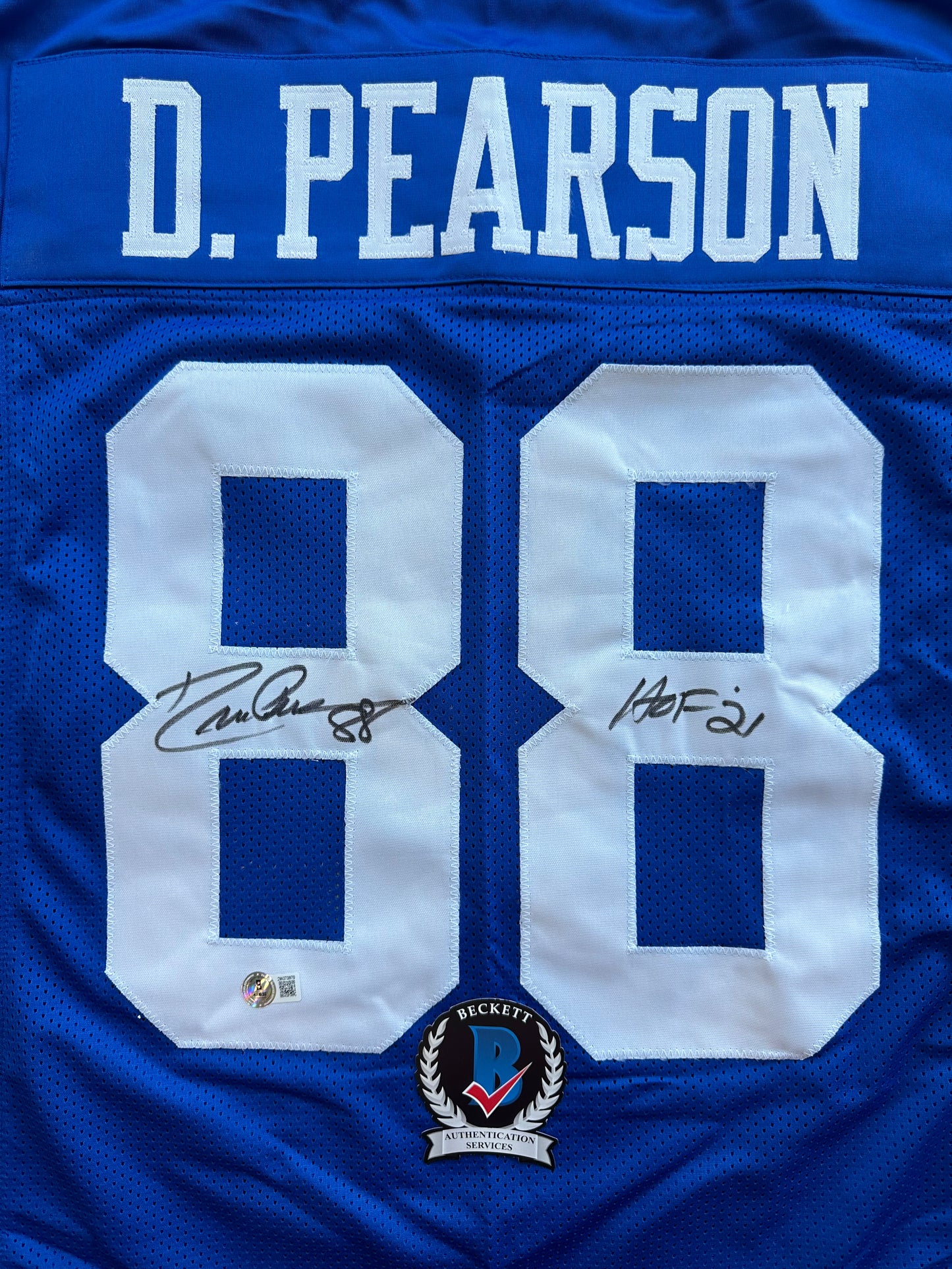 DREW PEARSON DALLAS COWBOYS SIGNED TB JERSEY w/HOF 21 INSCRIPTION XL BAS