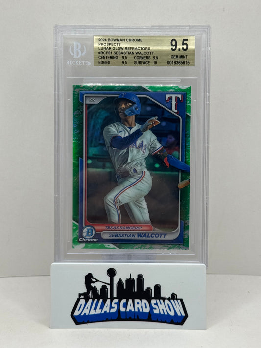 2024 Bowman Chrome #BCP81 Sebastian Walcott Lunar Glow Refractor BGS 9.5