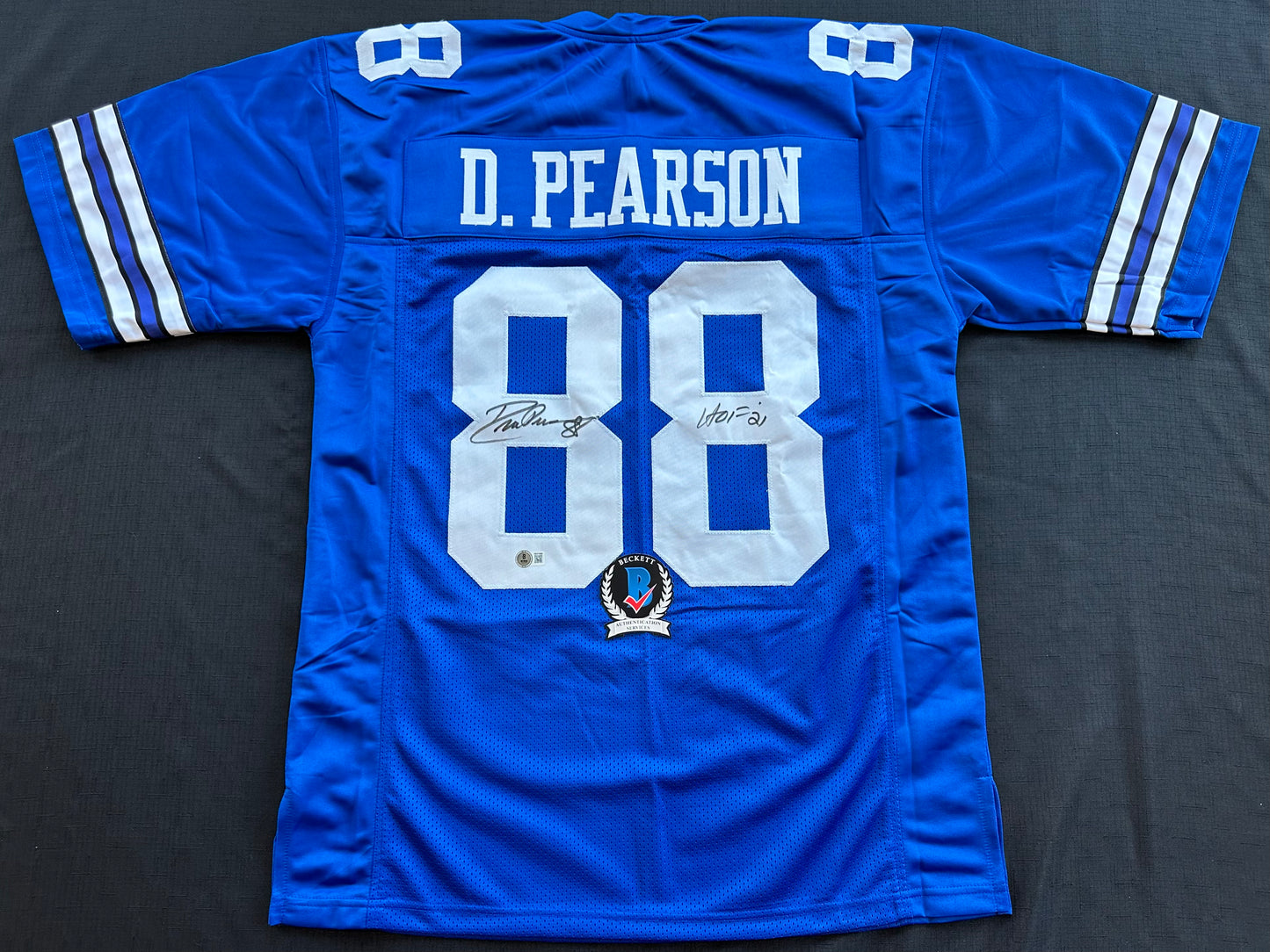 DREW PEARSON DALLAS COWBOYS SIGNED TB JERSEY w/HOF 21 INSCRIPTION XL BAS