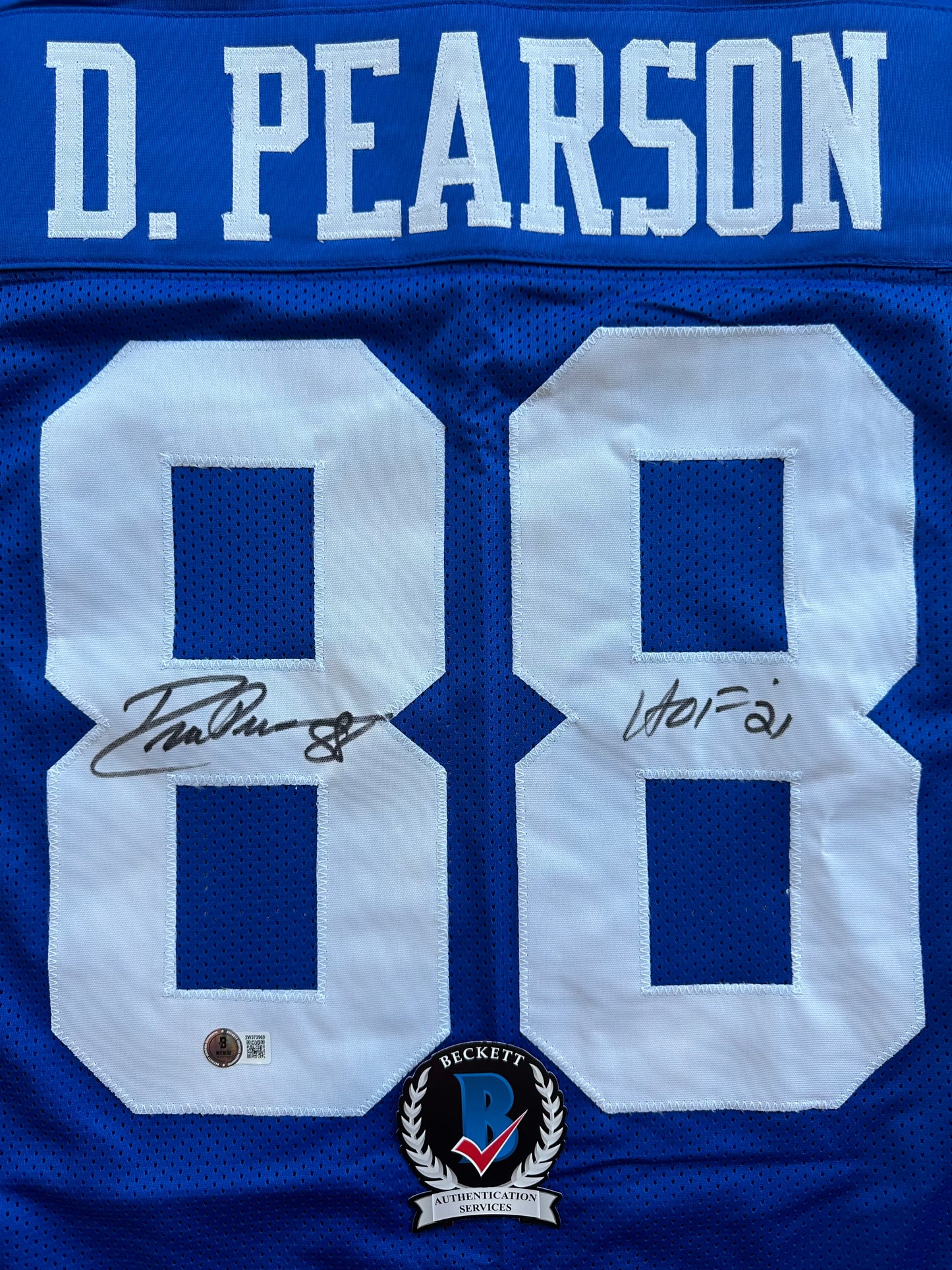 DREW PEARSON DALLAS COWBOYS SIGNED TB JERSEY w/HOF 21 INSCRIPTION XL BAS