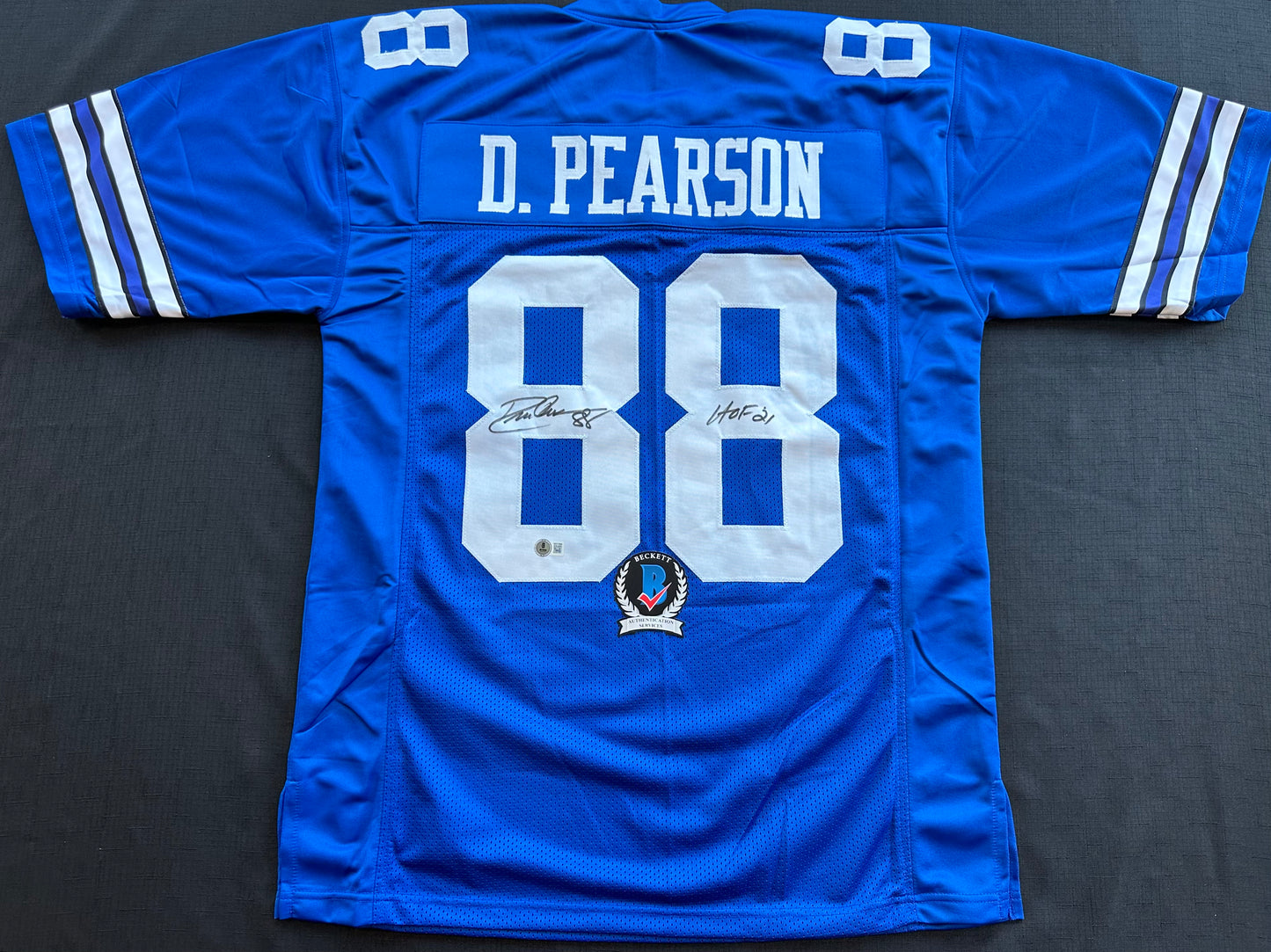 DREW PEARSON DALLAS COWBOYS SIGNED TB JERSEY w/HOF 21 INSCRIPTION XL BAS