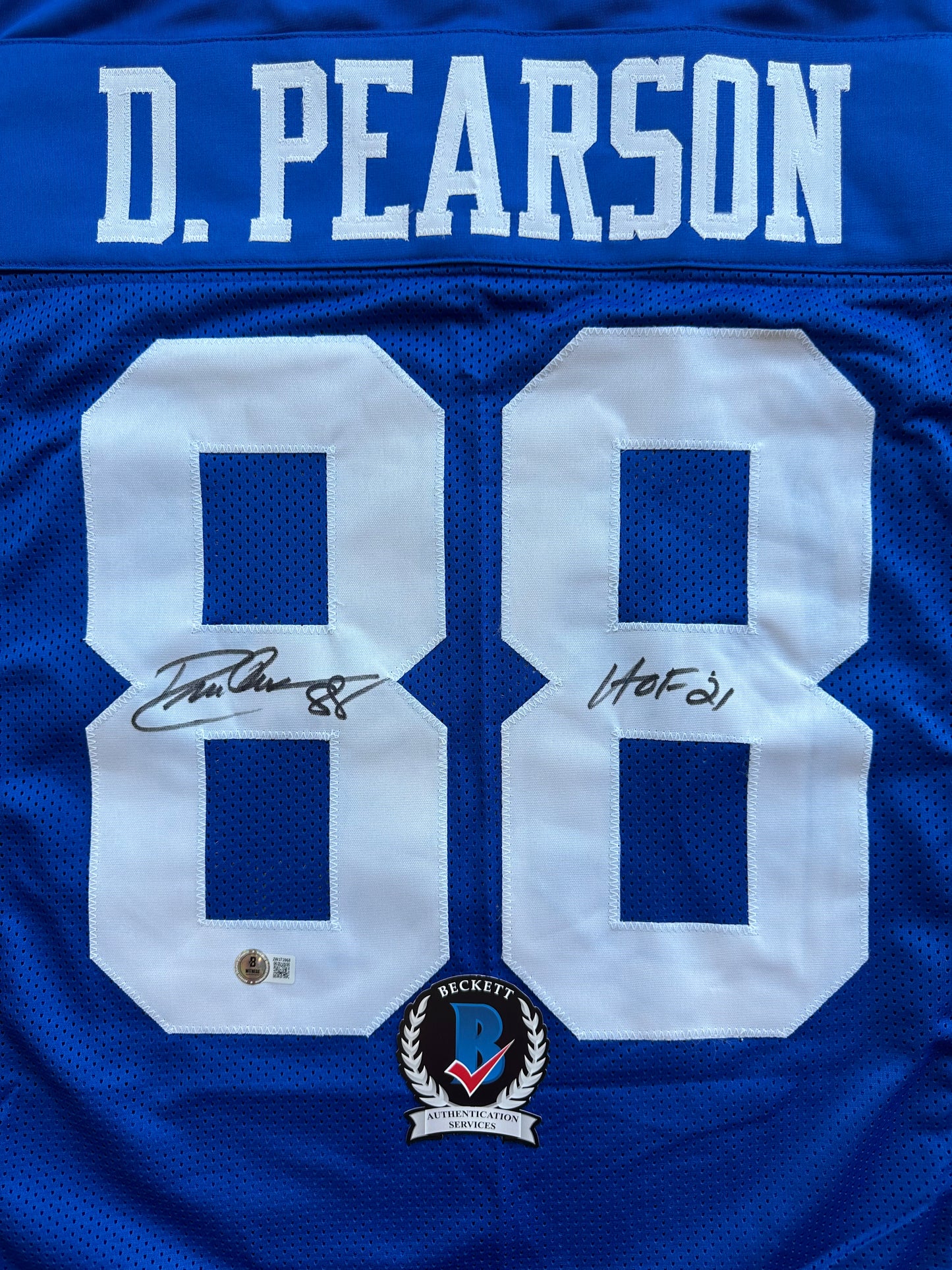 DREW PEARSON DALLAS COWBOYS SIGNED TB JERSEY w/HOF 21 INSCRIPTION XL BAS