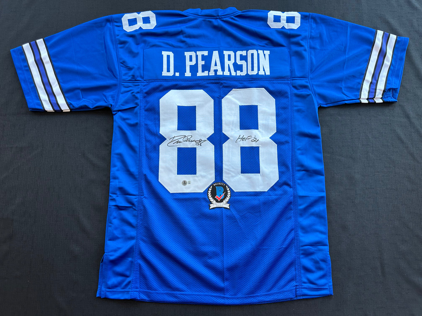 DREW PEARSON DALLAS COWBOYS SIGNED TB JERSEY w/HOF 21 INSCRIPTION XL BAS