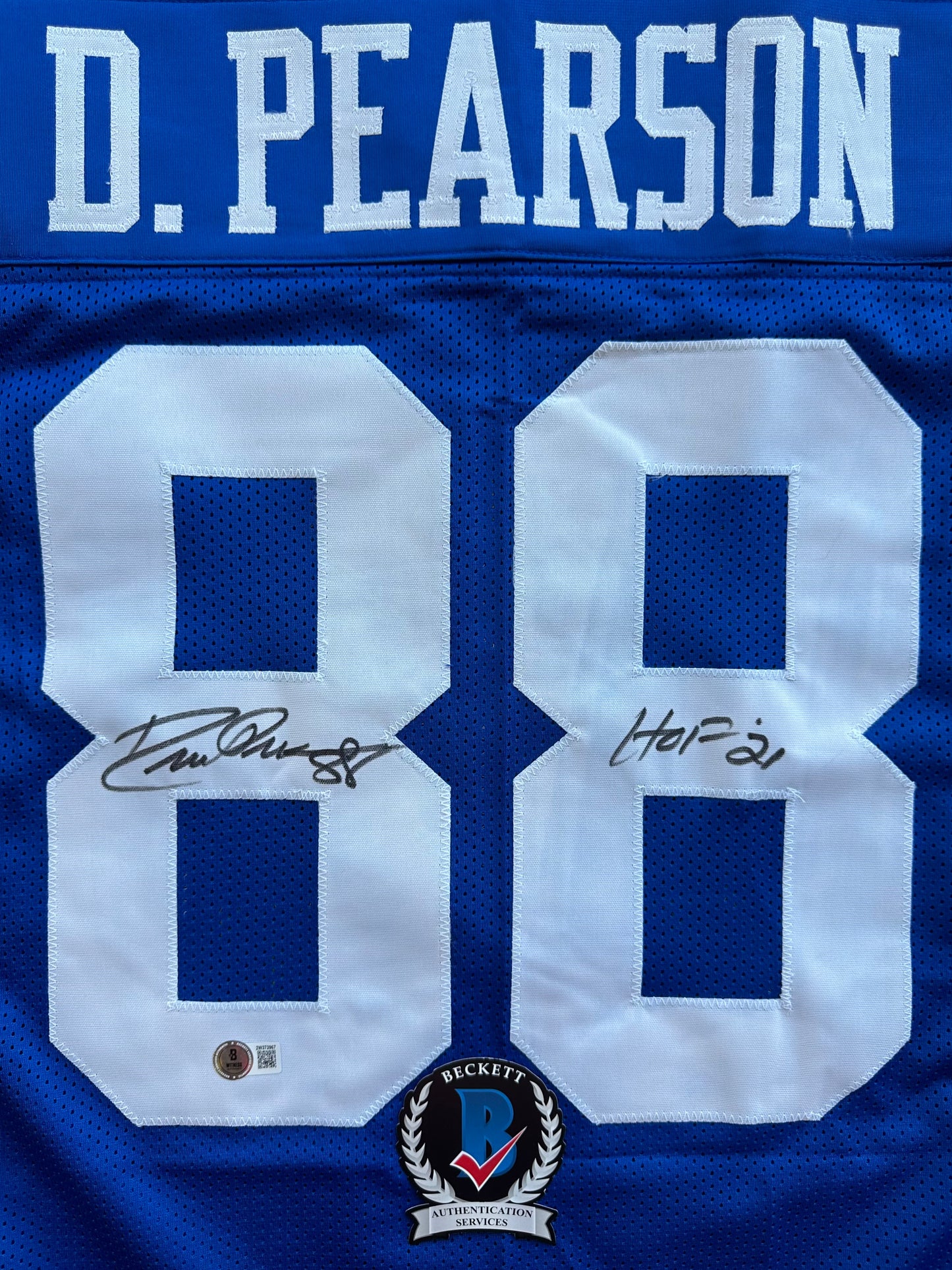 DREW PEARSON DALLAS COWBOYS SIGNED TB JERSEY w/HOF 21 INSCRIPTION XL BAS