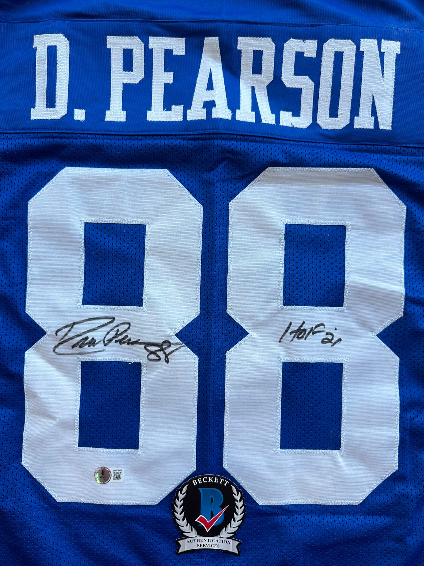 DREW PEARSON DALLAS COWBOYS SIGNED TB JERSEY w/HOF 21 INSCRIPTION XL BAS