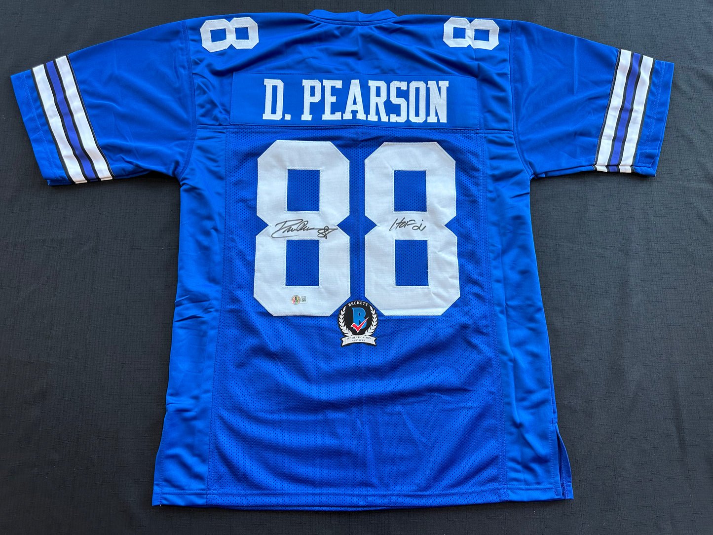 DREW PEARSON DALLAS COWBOYS SIGNED TB JERSEY w/HOF 21 INSCRIPTION XL BAS