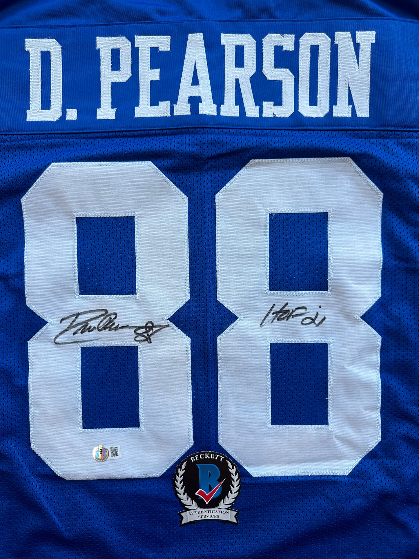 DREW PEARSON DALLAS COWBOYS SIGNED TB JERSEY w/HOF 21 INSCRIPTION XL BAS