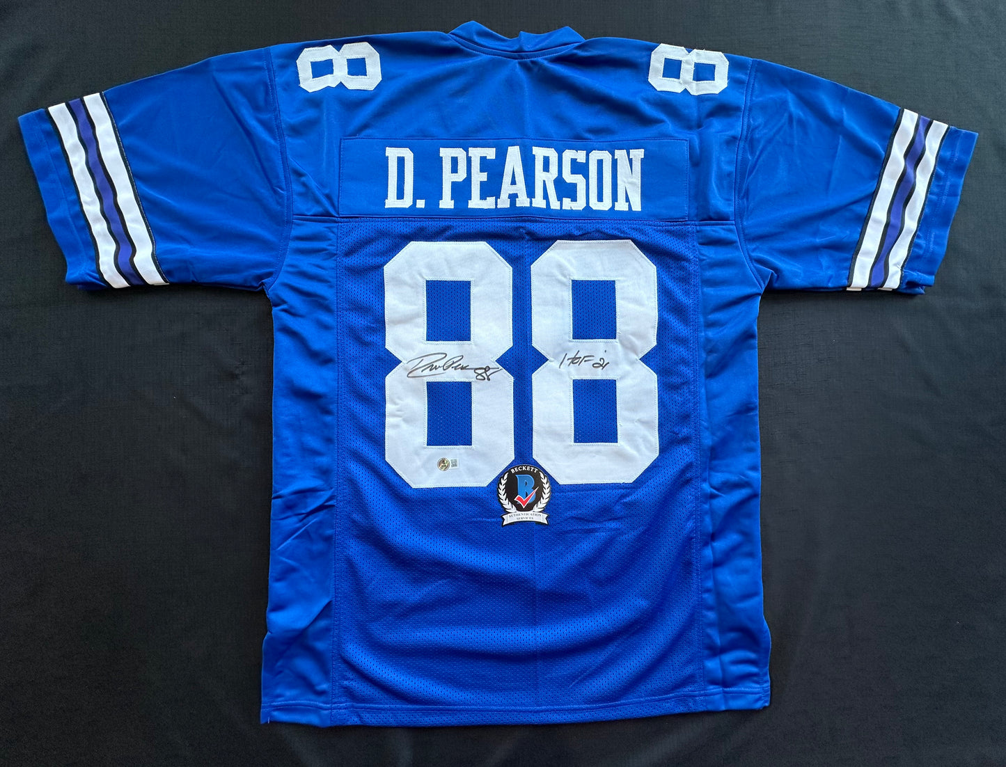 DREW PEARSON DALLAS COWBOYS SIGNED TB JERSEY w/HOF 21 INSCRIPTION XL BAS