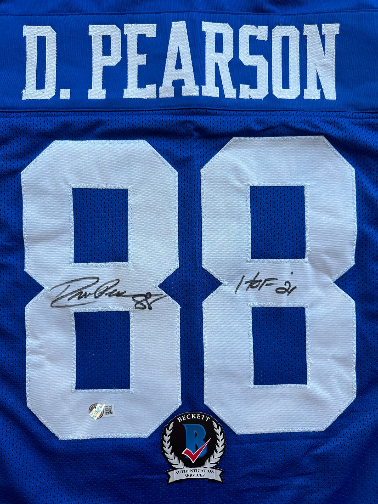 DREW PEARSON DALLAS COWBOYS SIGNED TB JERSEY w/HOF 21 INSCRIPTION XL BAS