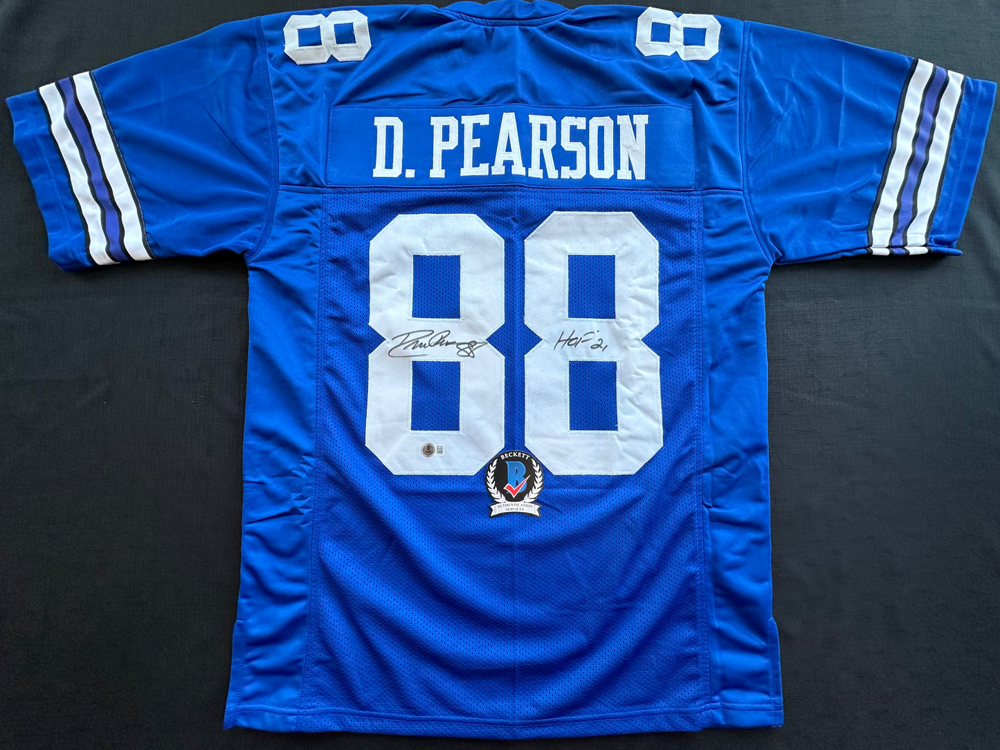 DREW PEARSON DALLAS COWBOYS SIGNED TB JERSEY w/HOF 21 INSCRIPTION XL BAS