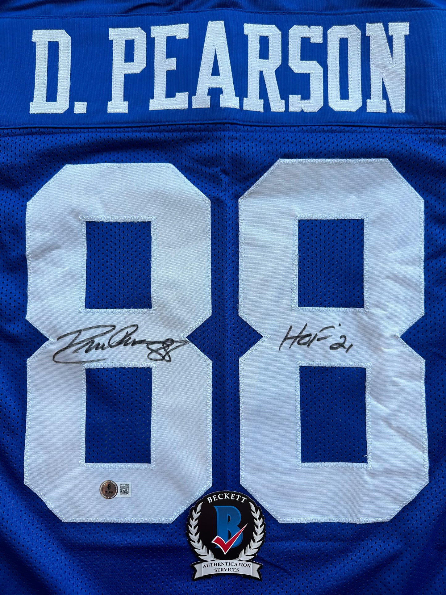 DREW PEARSON DALLAS COWBOYS SIGNED TB JERSEY w/HOF 21 INSCRIPTION XL BAS