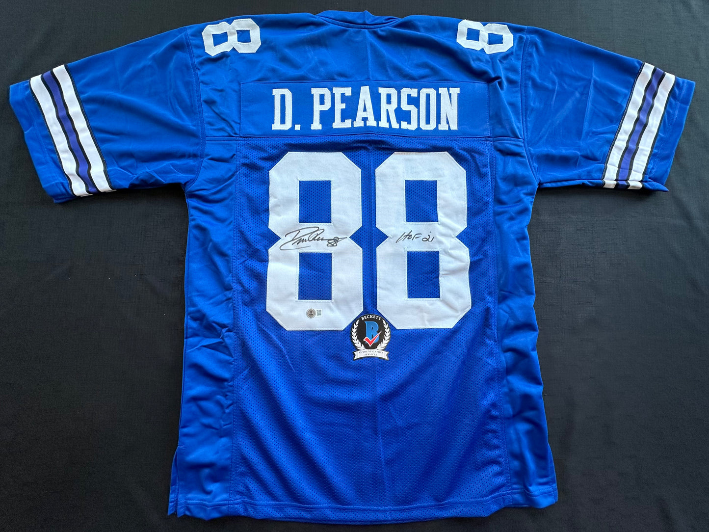 DREW PEARSON DALLAS COWBOYS SIGNED TB JERSEY w/HOF 21 INSCRIPTION XL BAS