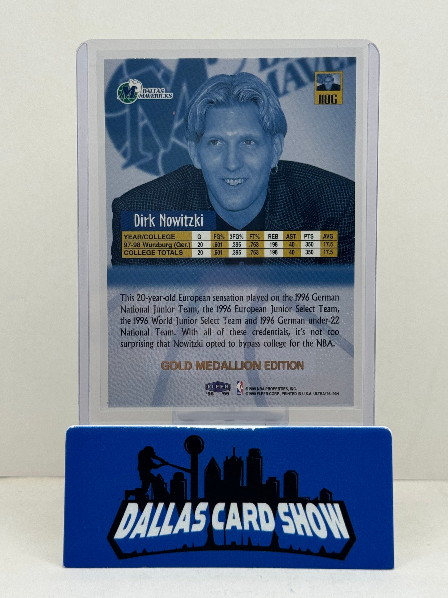 1998-99 Fleer Ultra #118G Dirk Nowitzki Gold Medallion Edition Rookie RC