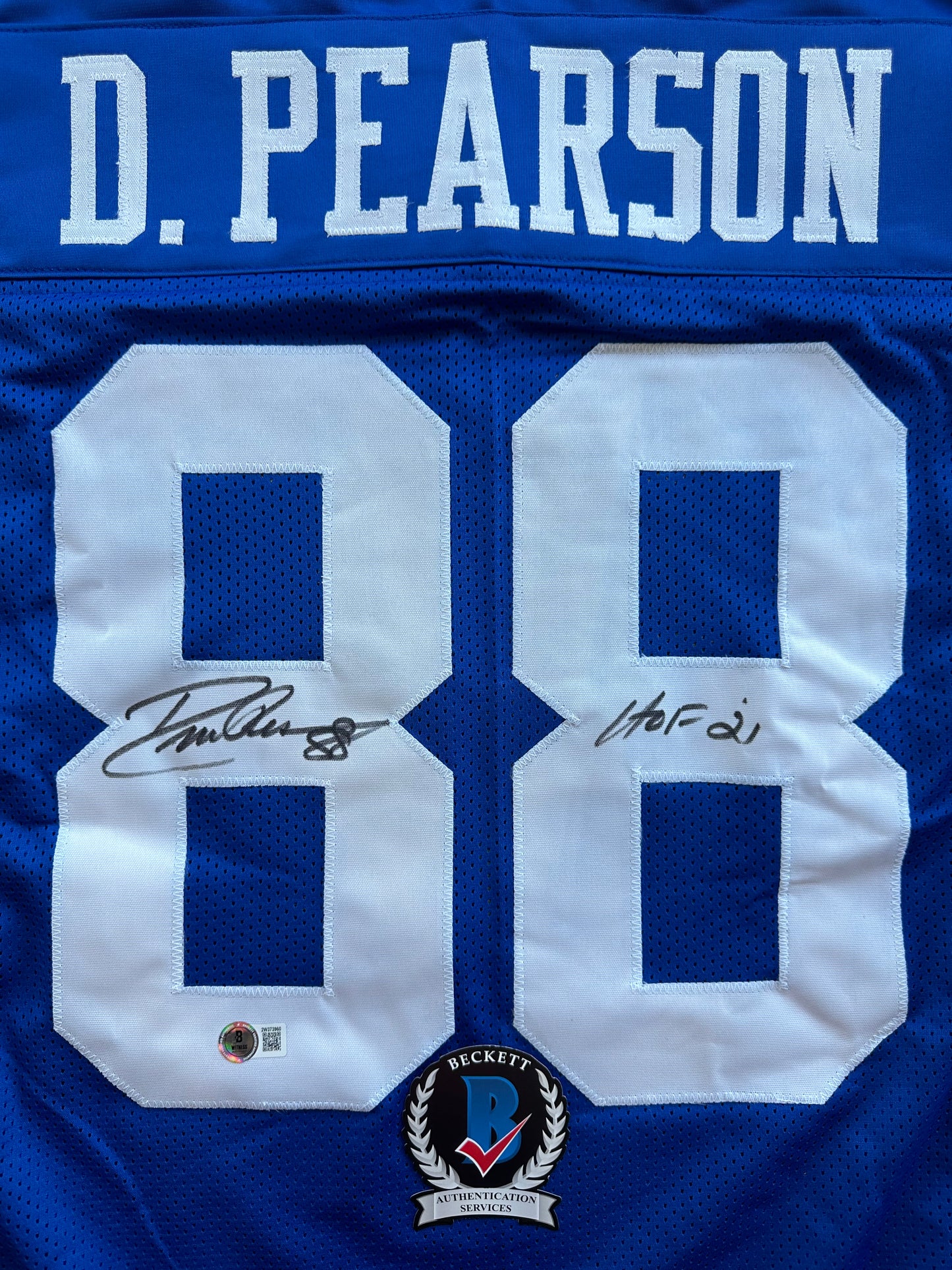 DREW PEARSON DALLAS COWBOYS SIGNED TB JERSEY w/HOF 21 INSCRIPTION XL BAS