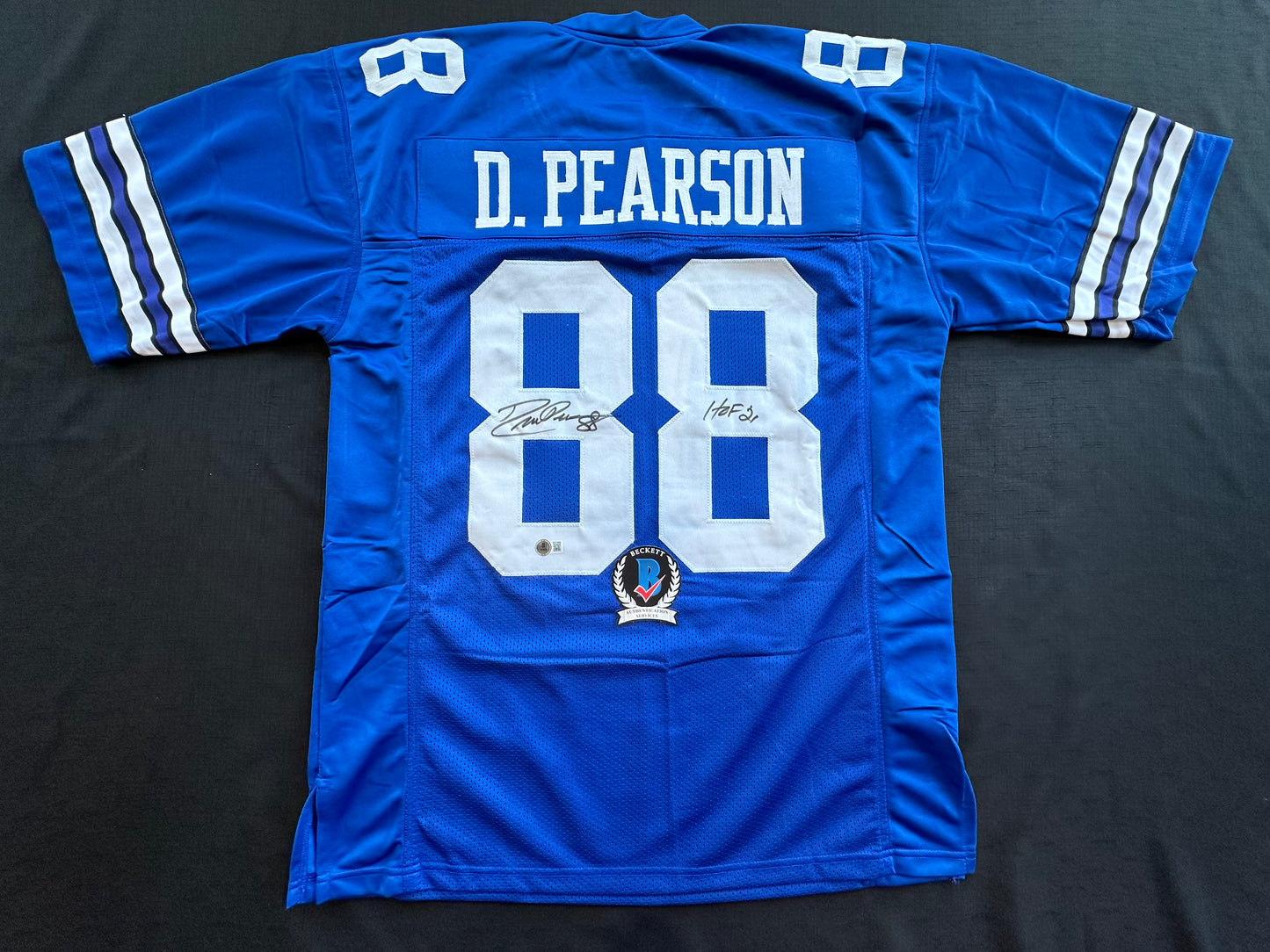 DREW PEARSON DALLAS COWBOYS SIGNED TB JERSEY w/HOF 21 INSCRIPTION XL BAS