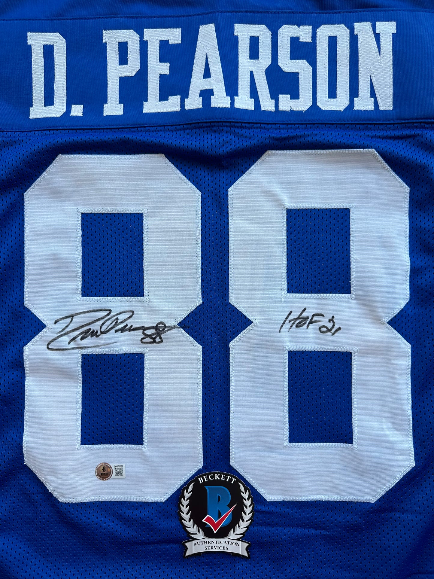 DREW PEARSON DALLAS COWBOYS SIGNED TB JERSEY w/HOF 21 INSCRIPTION XL BAS