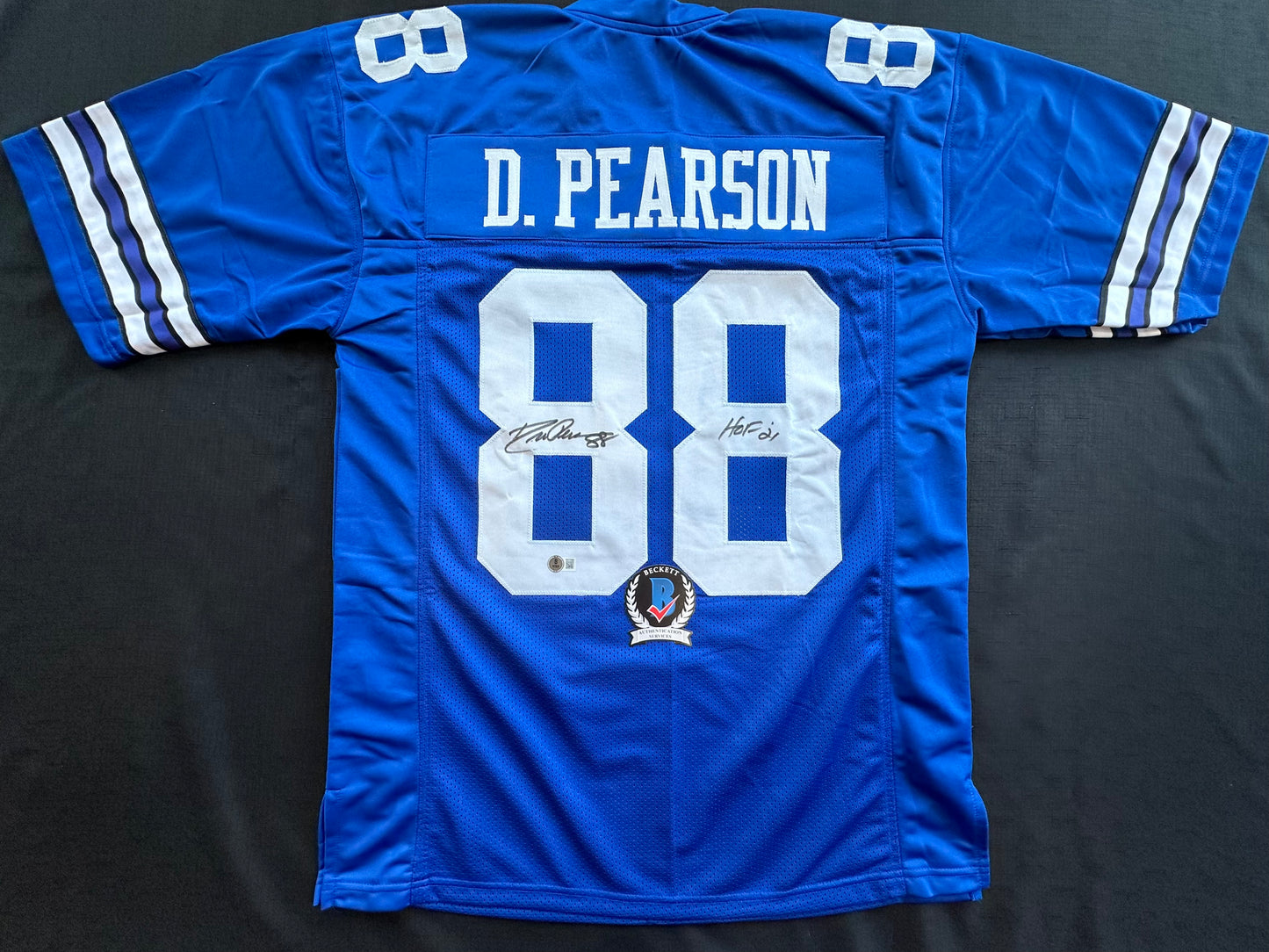 DREW PEARSON DALLAS COWBOYS SIGNED TB JERSEY w/HOF 21 INSCRIPTION XL BAS