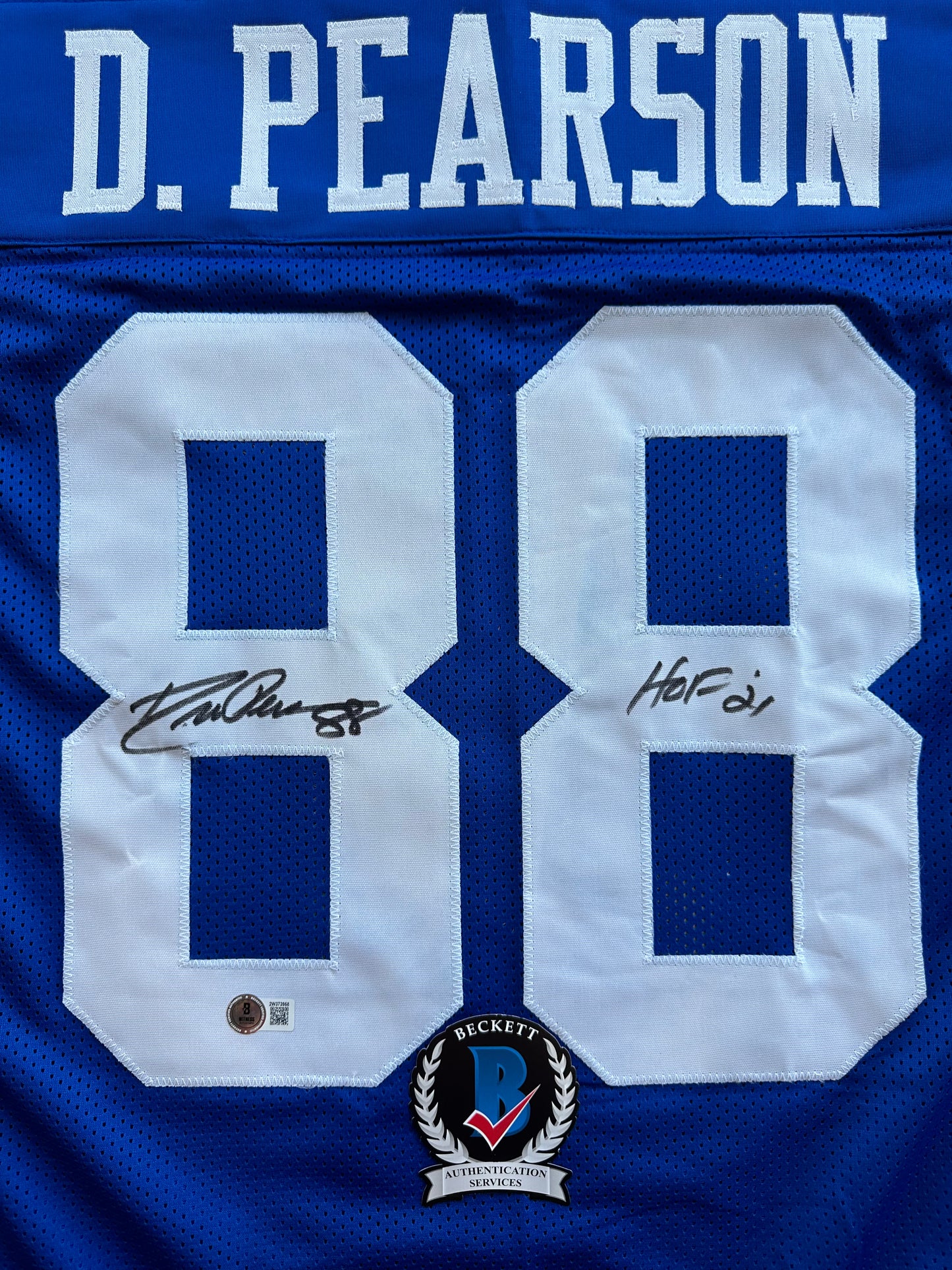 DREW PEARSON DALLAS COWBOYS SIGNED TB JERSEY w/HOF 21 INSCRIPTION XL BAS