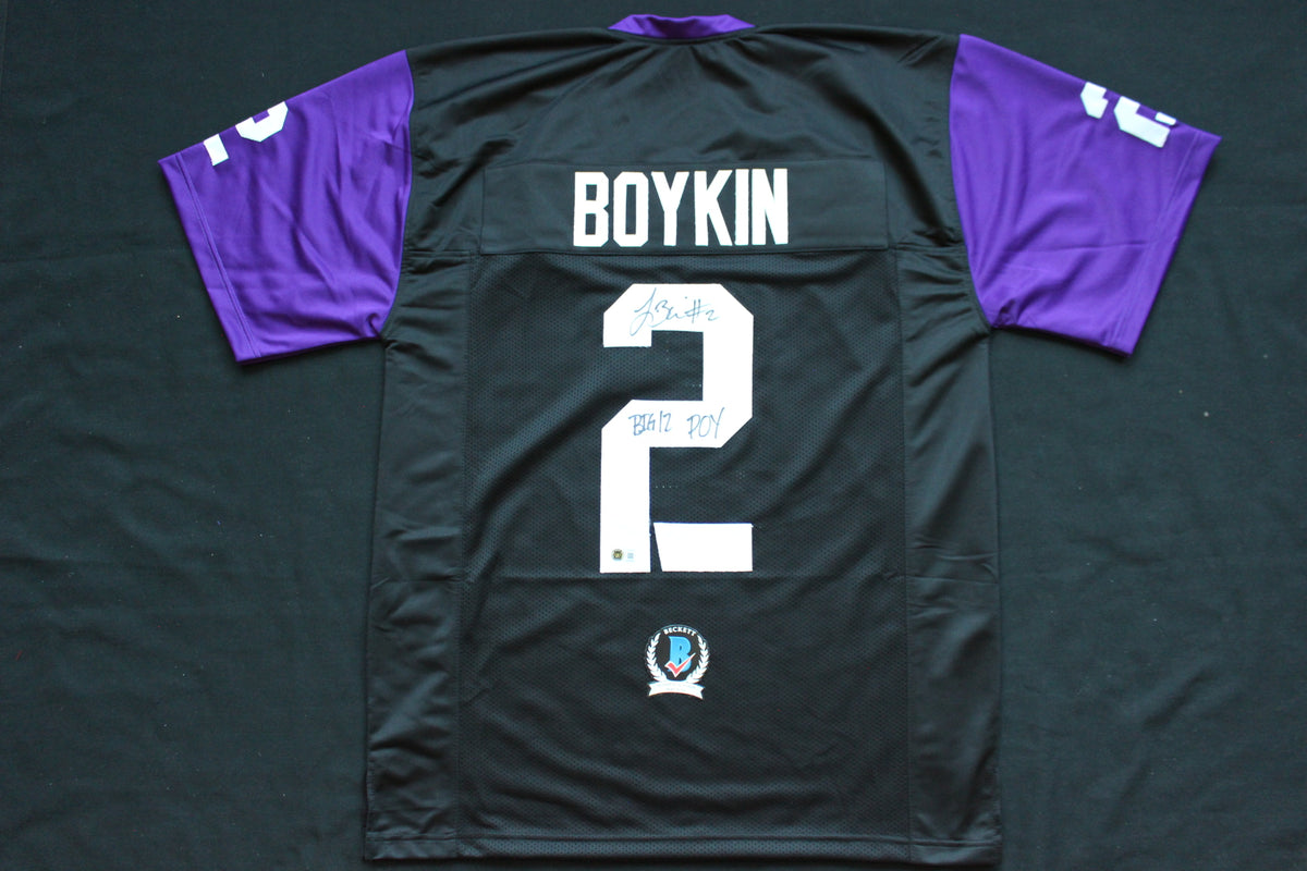 TREVONE BOYKIN TCU HORNED FROGS SIGNED Black JERSEY w/BIG12POY BAS