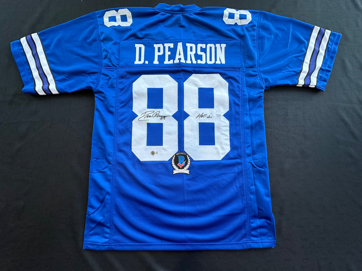 DREW PEARSON DALLAS COWBOYS SIGNED TB JERSEY w/HOF 21 INSCRIPTION XL BAS