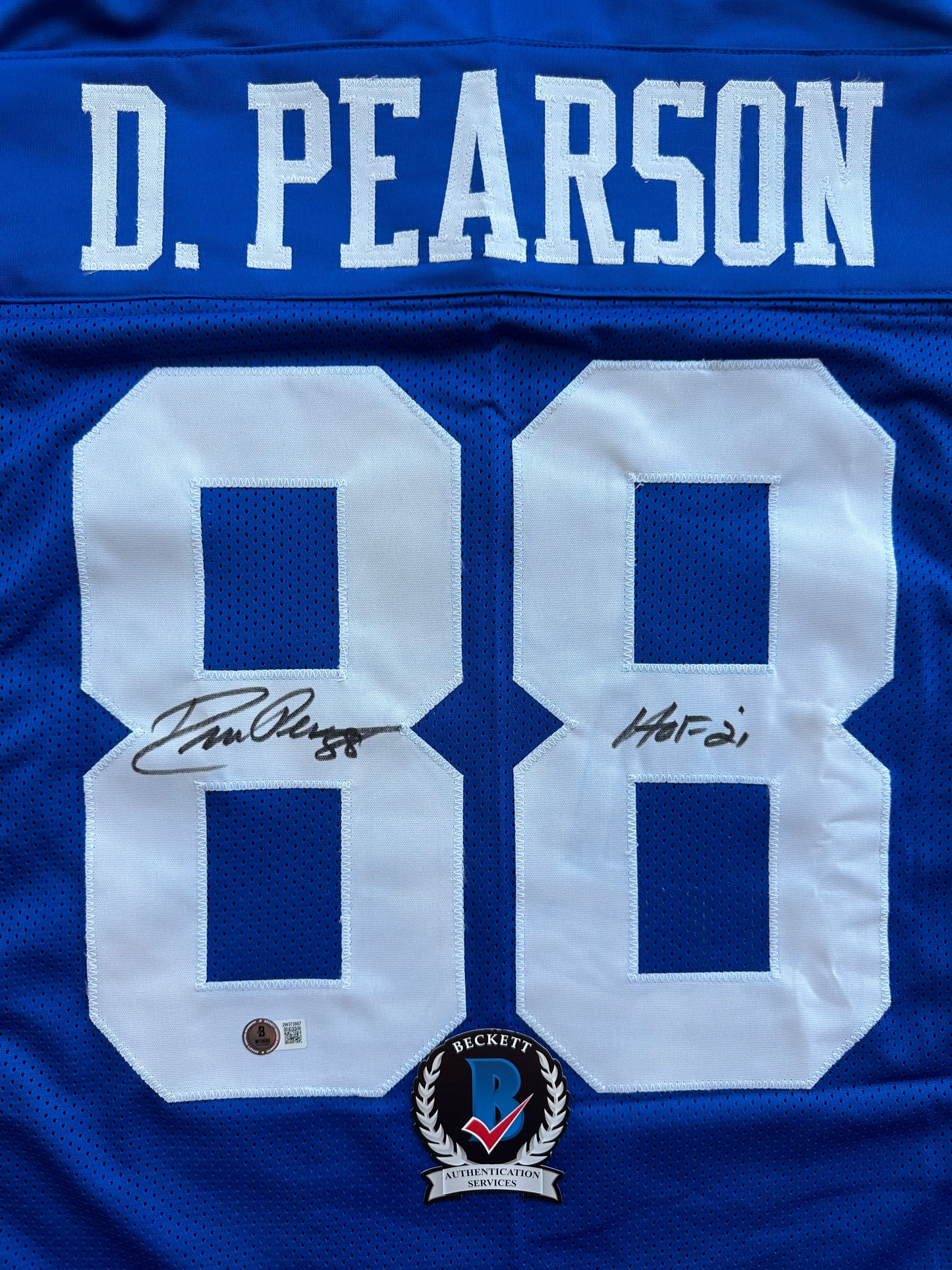 DREW PEARSON DALLAS COWBOYS SIGNED TB JERSEY w/HOF 21 INSCRIPTION XL BAS