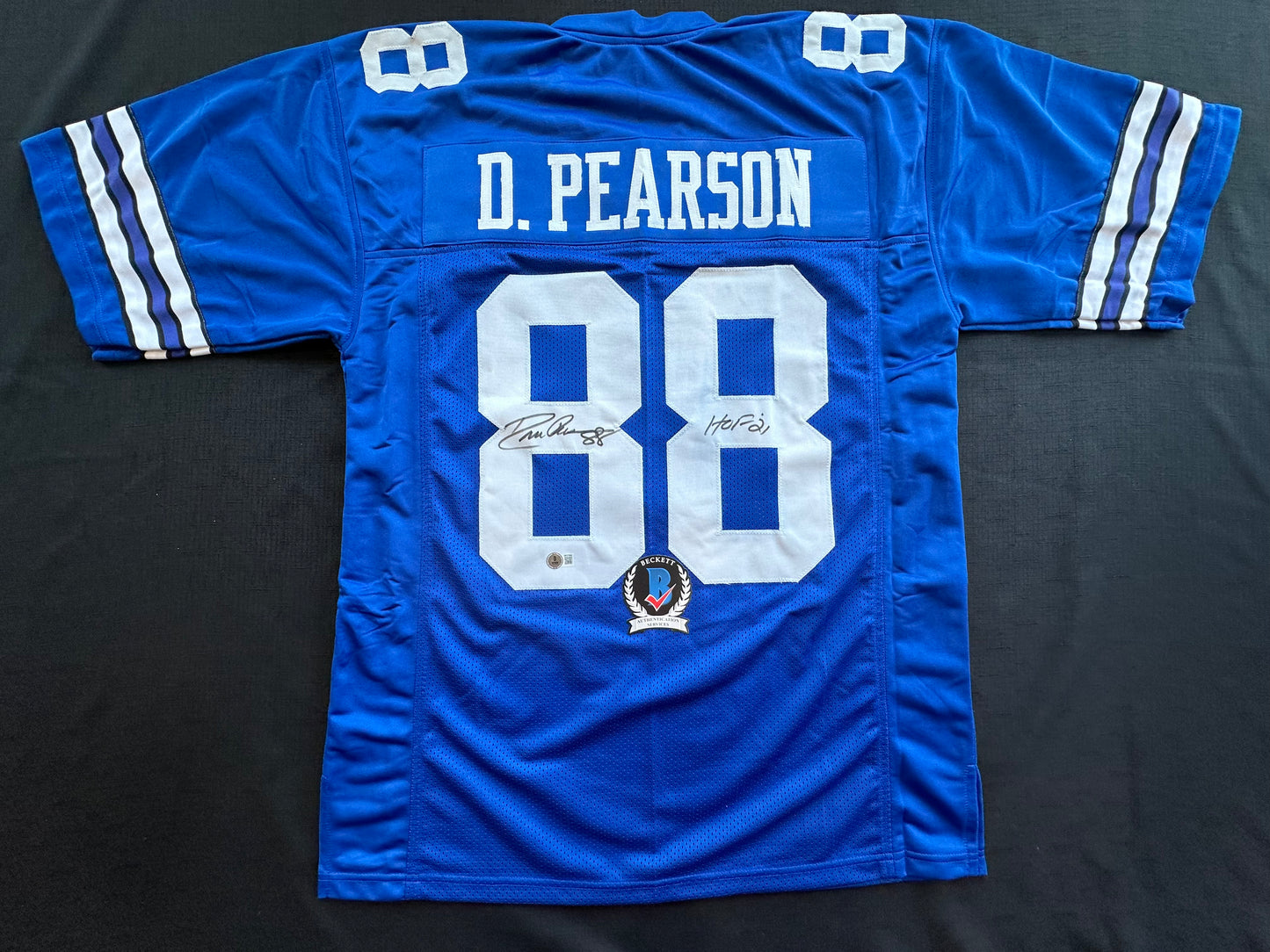 DREW PEARSON DALLAS COWBOYS SIGNED TB JERSEY w/HOF 21 INSCRIPTION XL BAS