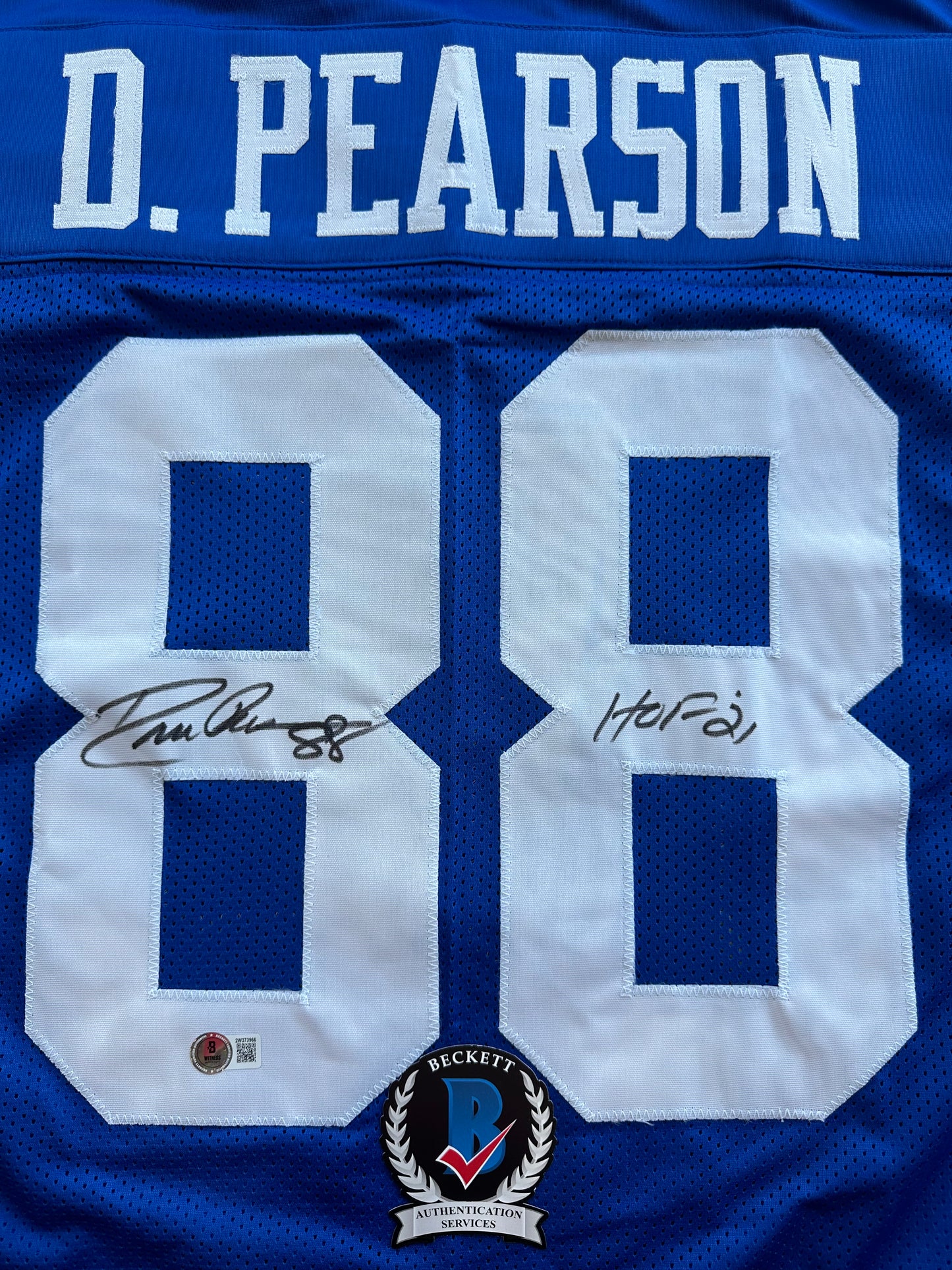 DREW PEARSON DALLAS COWBOYS SIGNED TB JERSEY w/HOF 21 INSCRIPTION XL BAS