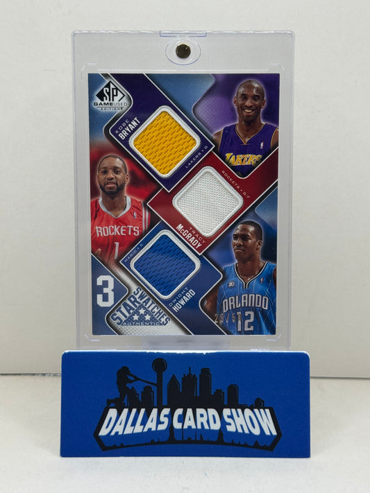 2009-10 SP GameUsed Kobe Bryant,Tracy Mcgrady,Dwight Howard Three Star Swatches /50