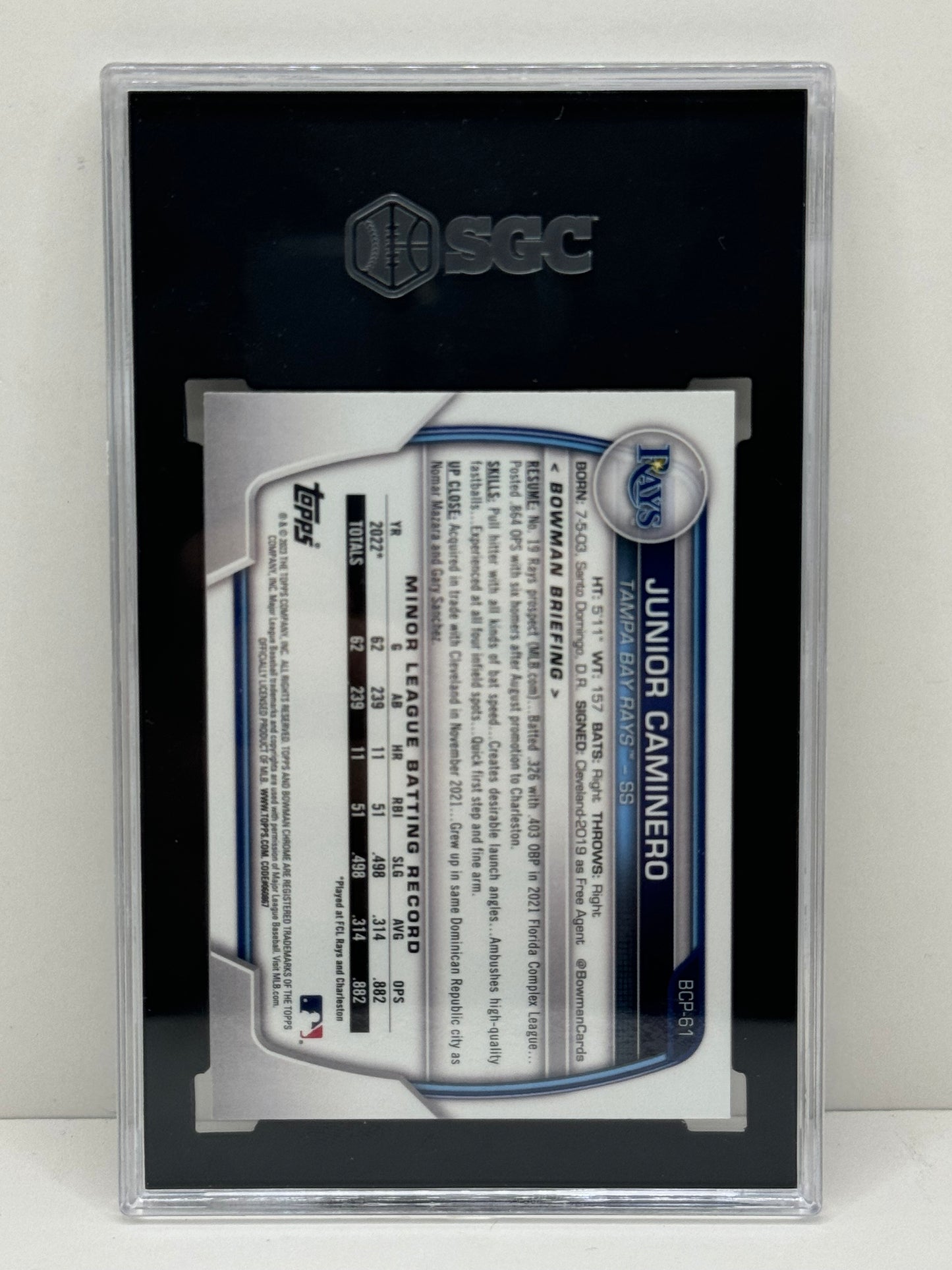 2023 Bowman Junior Caminero Mega Box Refractor #BCP-61 Chrome Prospect SGC 9.5