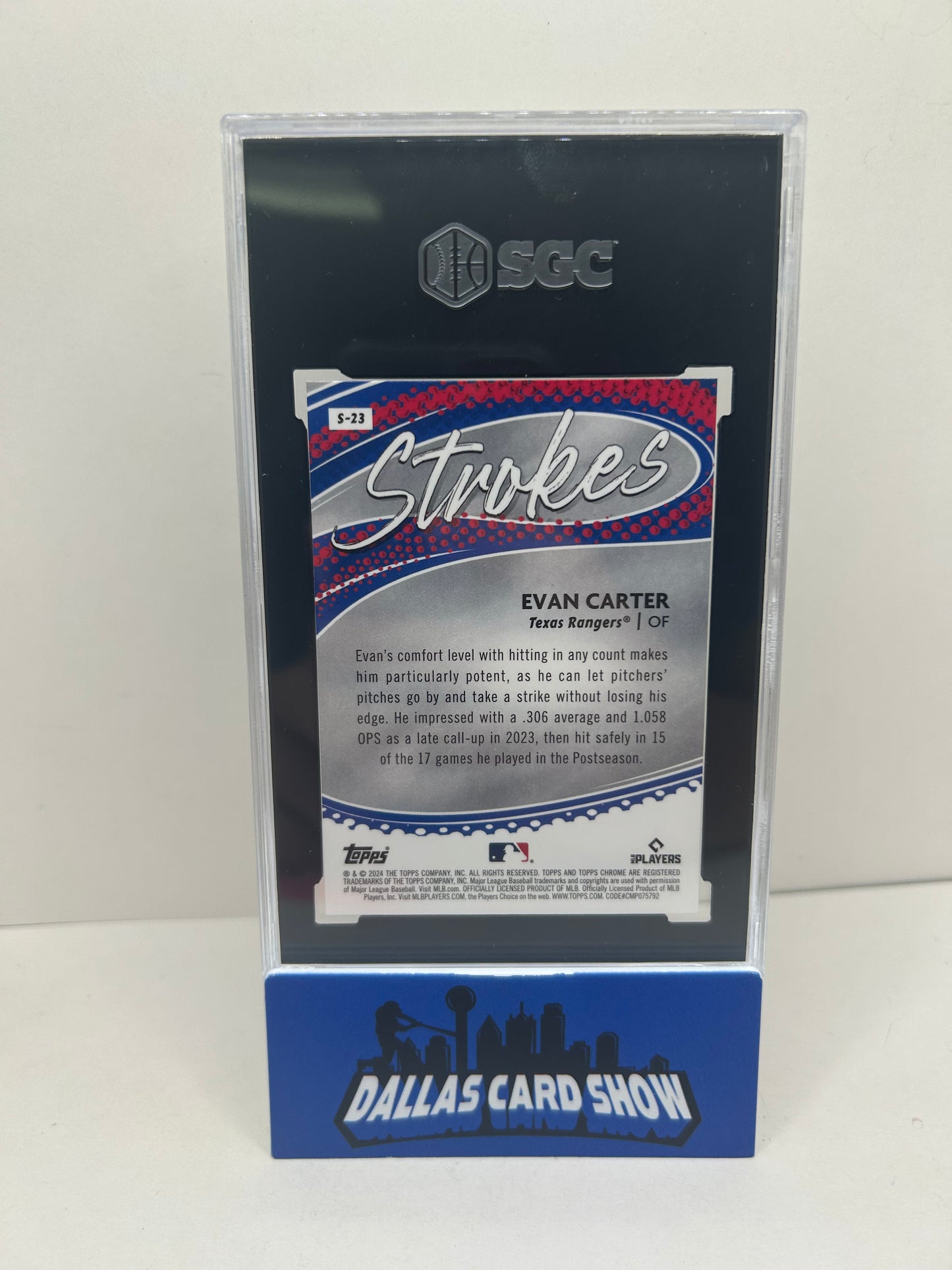 2024 Topps Chrome #S-23 Evan Carter Strokes SGC 10 RC Rookie