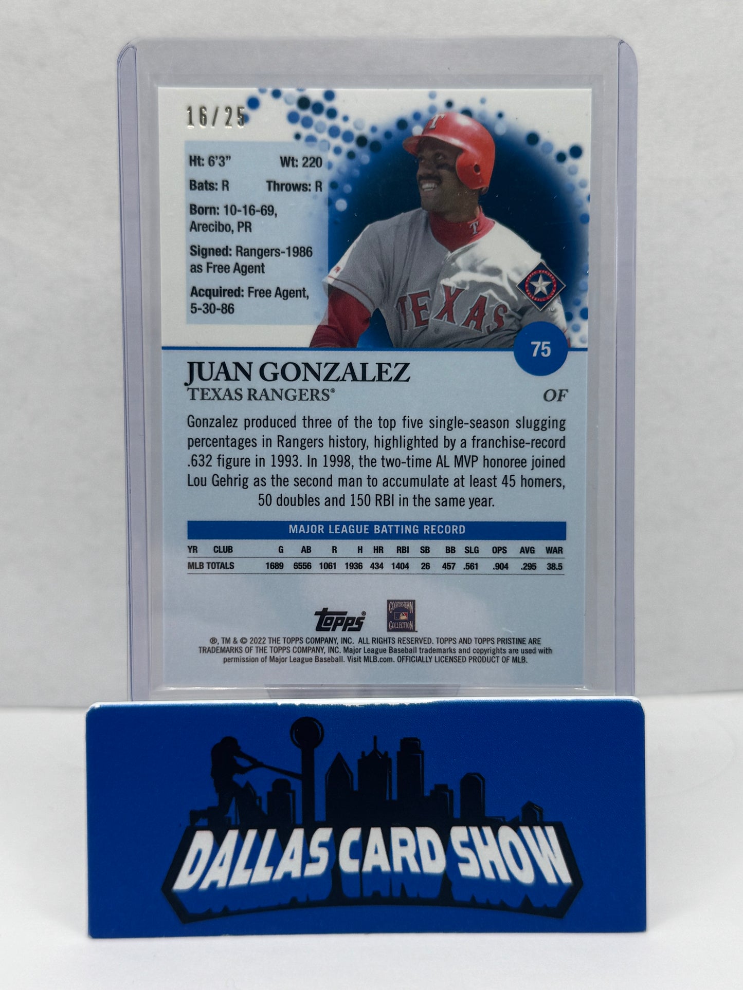 2022 Topps Pristine Juan Gonzalez Orange #75 /25