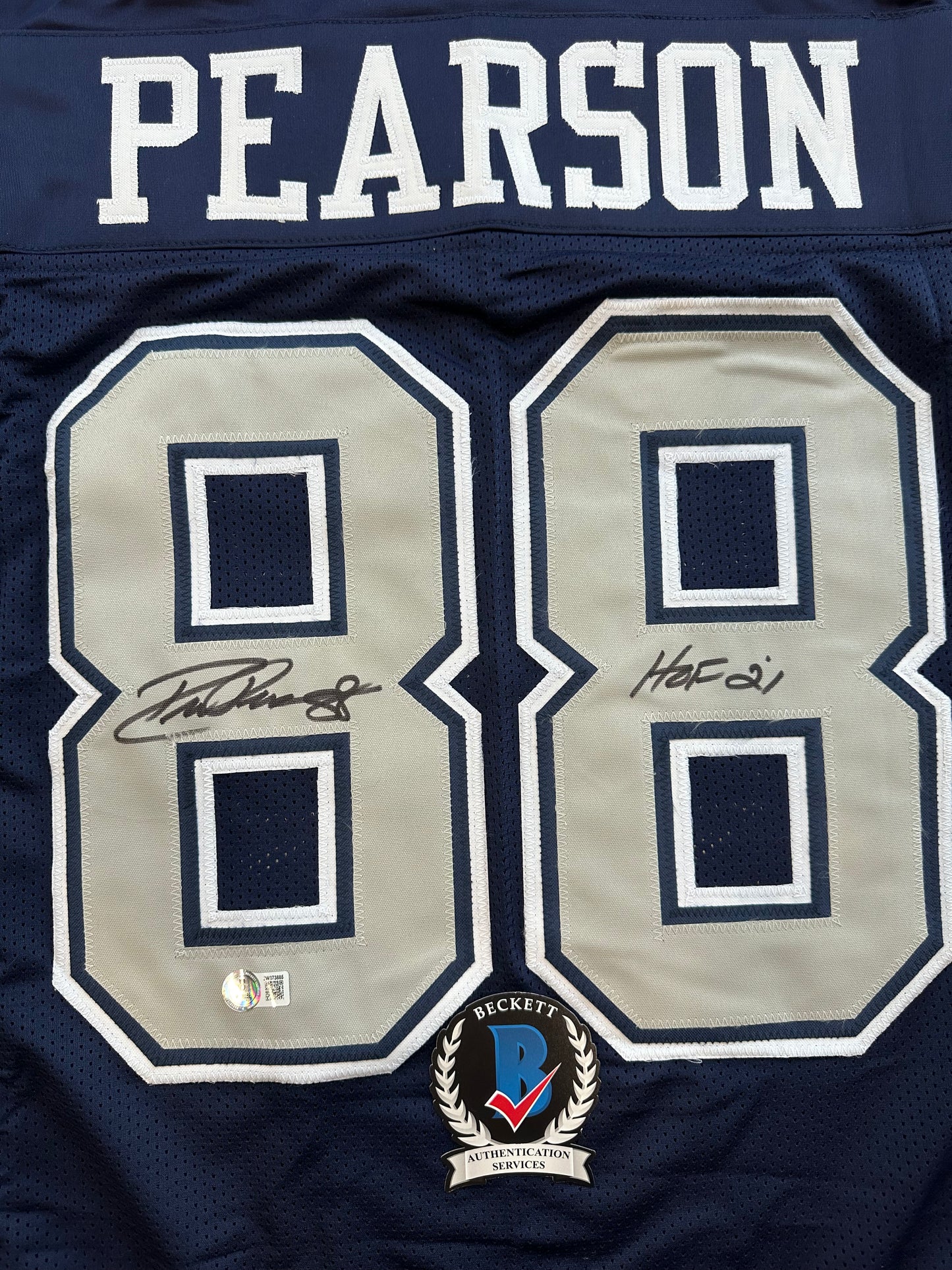 DREW PEARSON DALLAS COWBOYS SIGNED BLUE JERSEY w/HOF 21 Inscription BAS