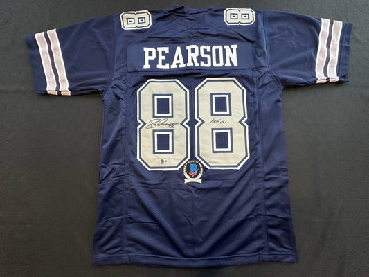 DREW PEARSON DALLAS COWBOYS SIGNED BLUE JERSEY w/HOF 21 Inscription BAS