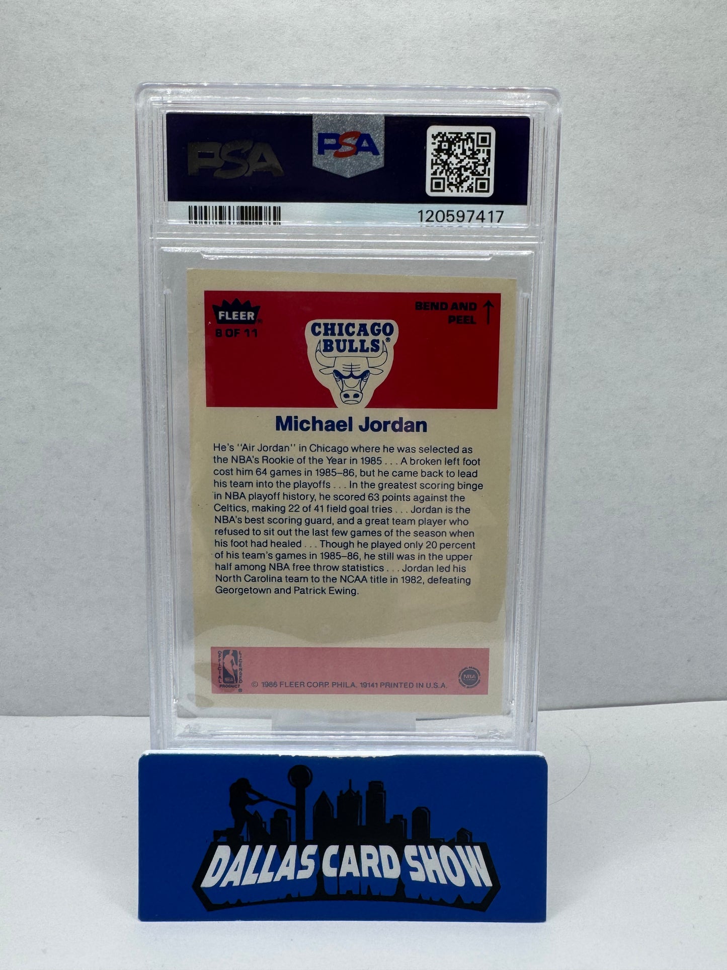 1986 Fleer Sticker Michael Jordan #8 PSA 5