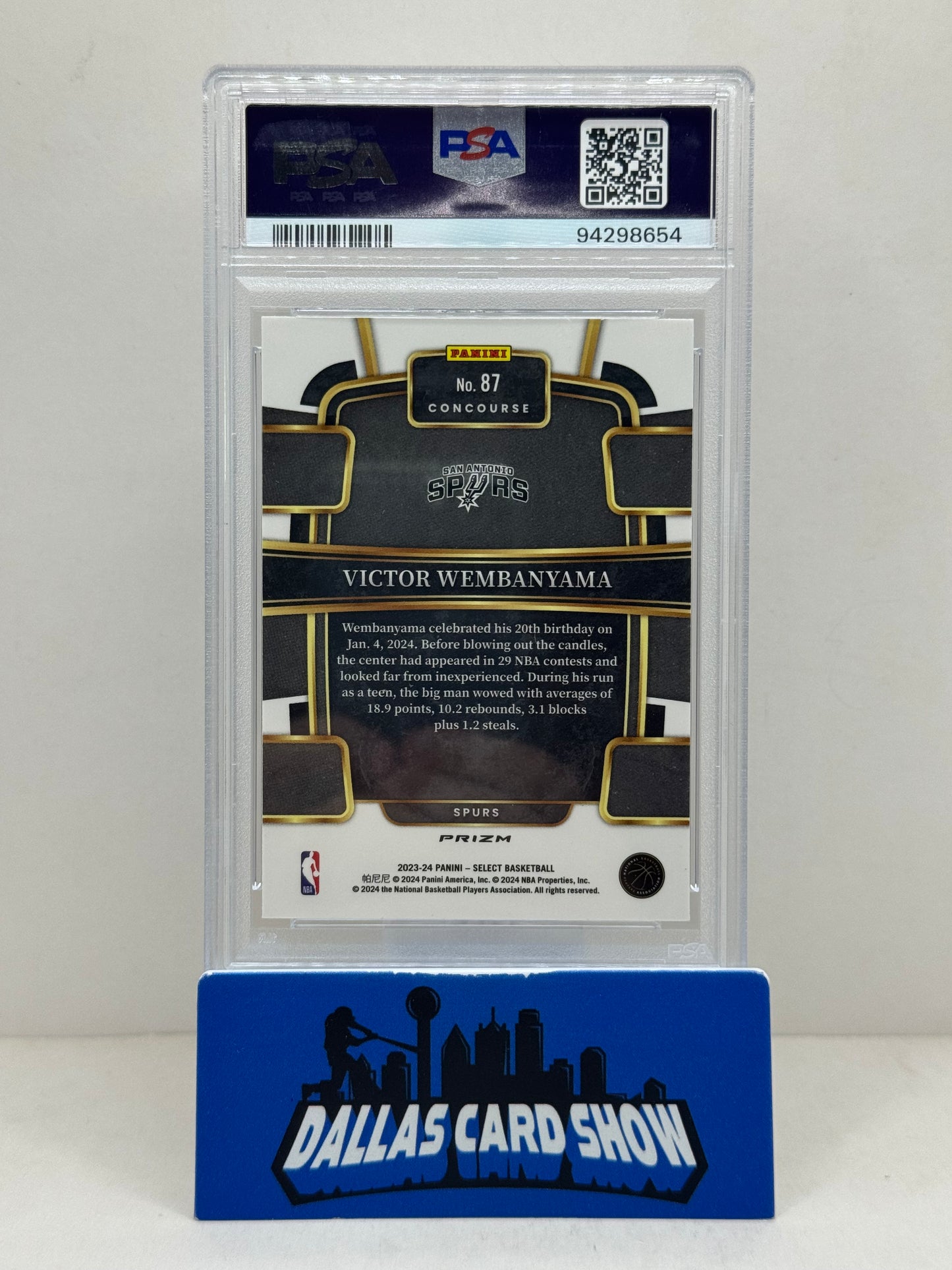 2023 Select #87 Victor Wembanyama Blue Cracked Ice Rookie RC PSA 10