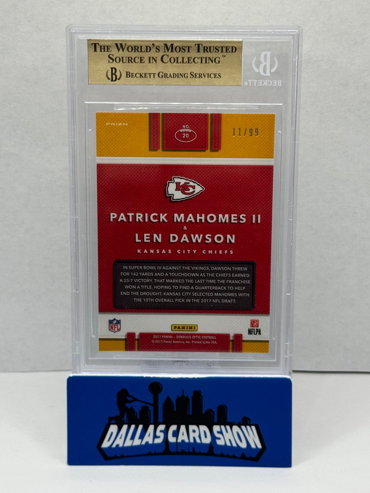 2017 Donruss Optic Illusions RED #20 Patrick Mahomes  #11/99 BGS 9.5