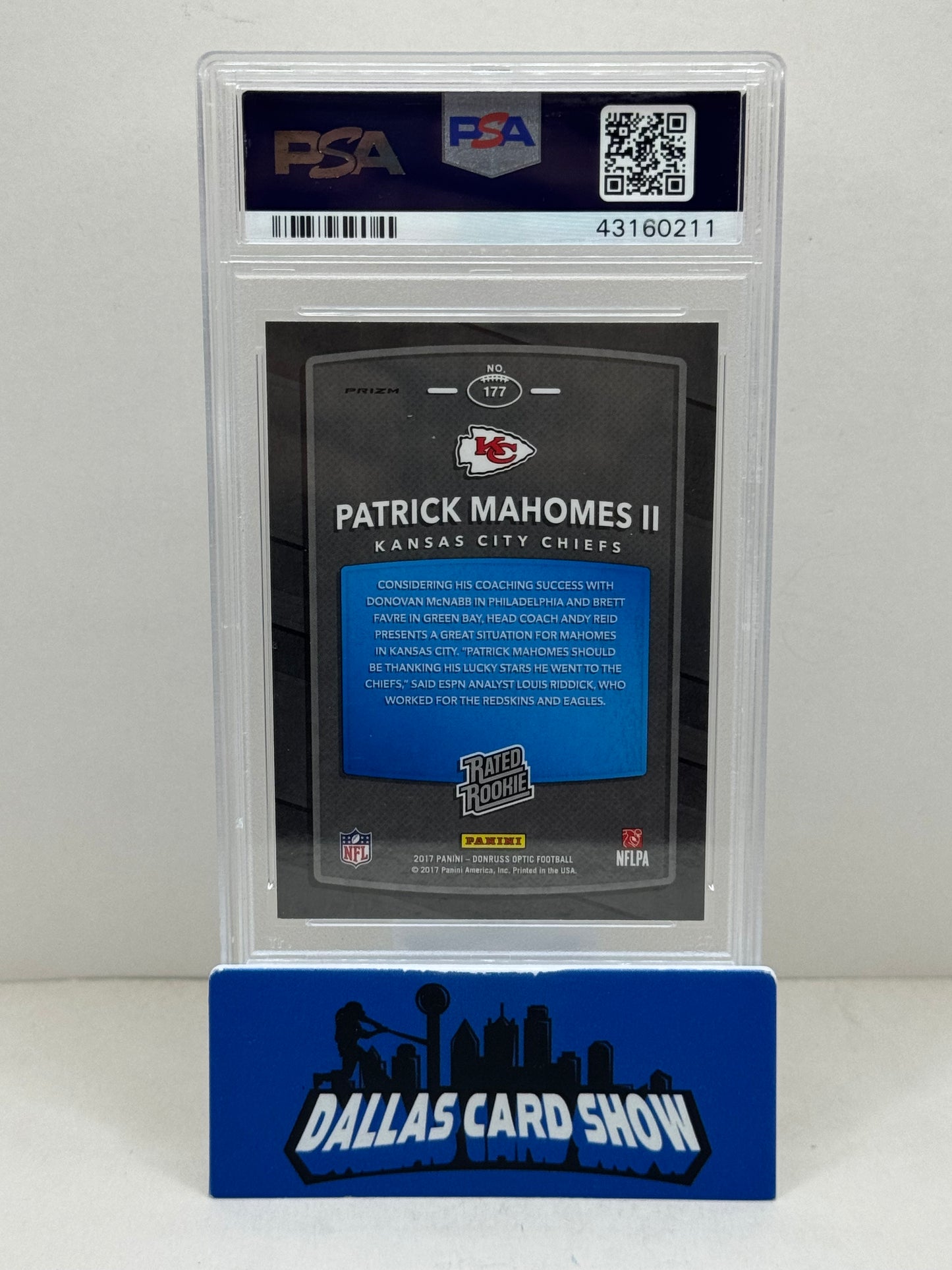 2017 Panini Donruss Optic #177 Patrick Mahomes ll Rated Rookie Holo PSA 10