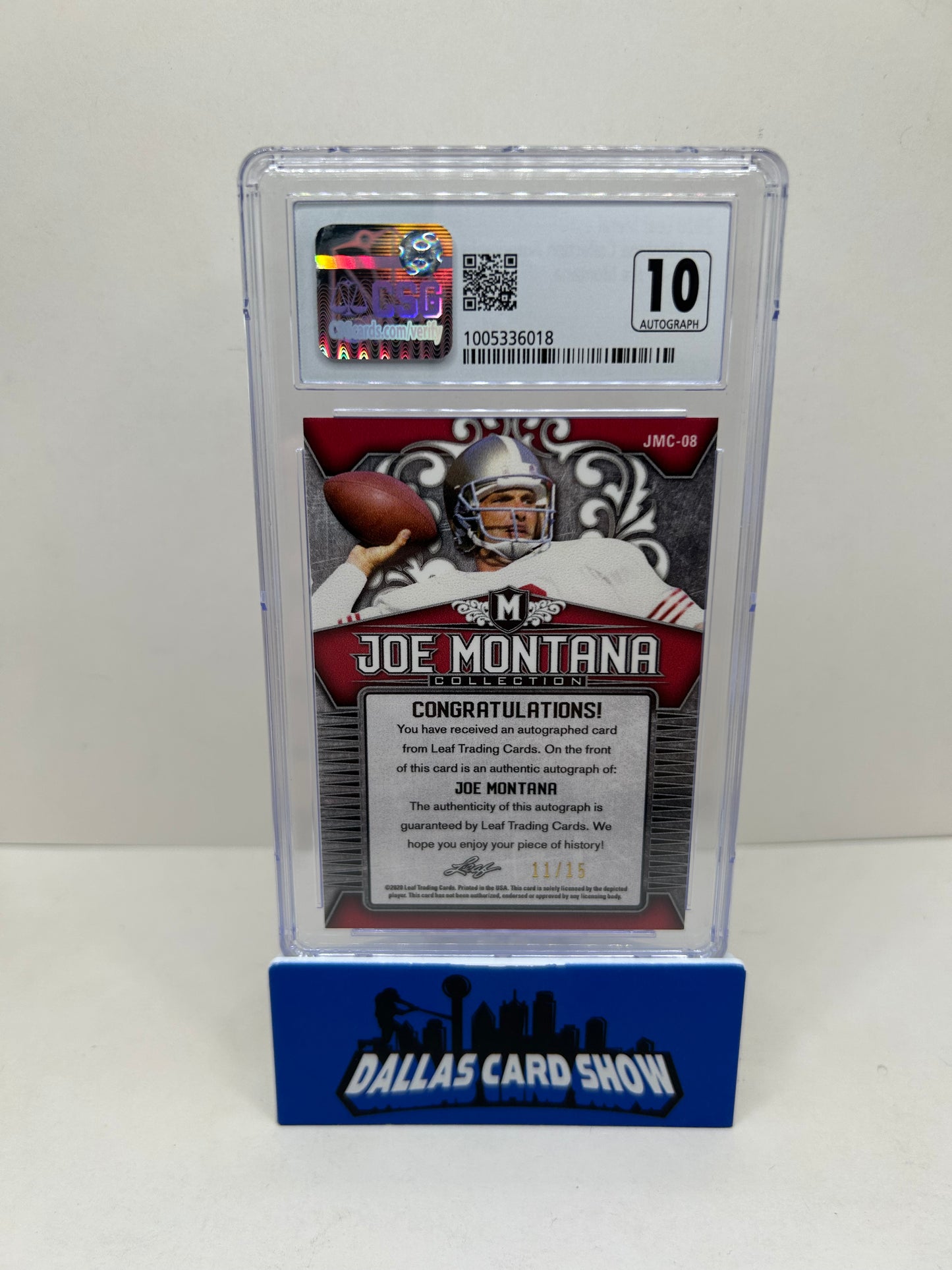 2020 Leaf Metal Joe Montana #JMC-08 Pink Auto /15 CSG 9 10