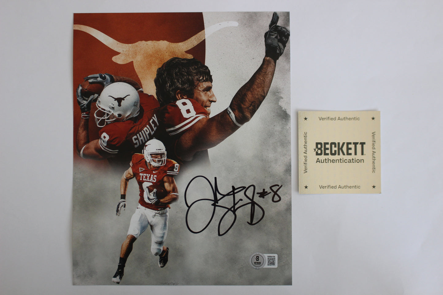 JORDAN SHIPLEY TEXAS UT LONGHORNS SIGNED 8x10 PHOTO Custom Edit BAS