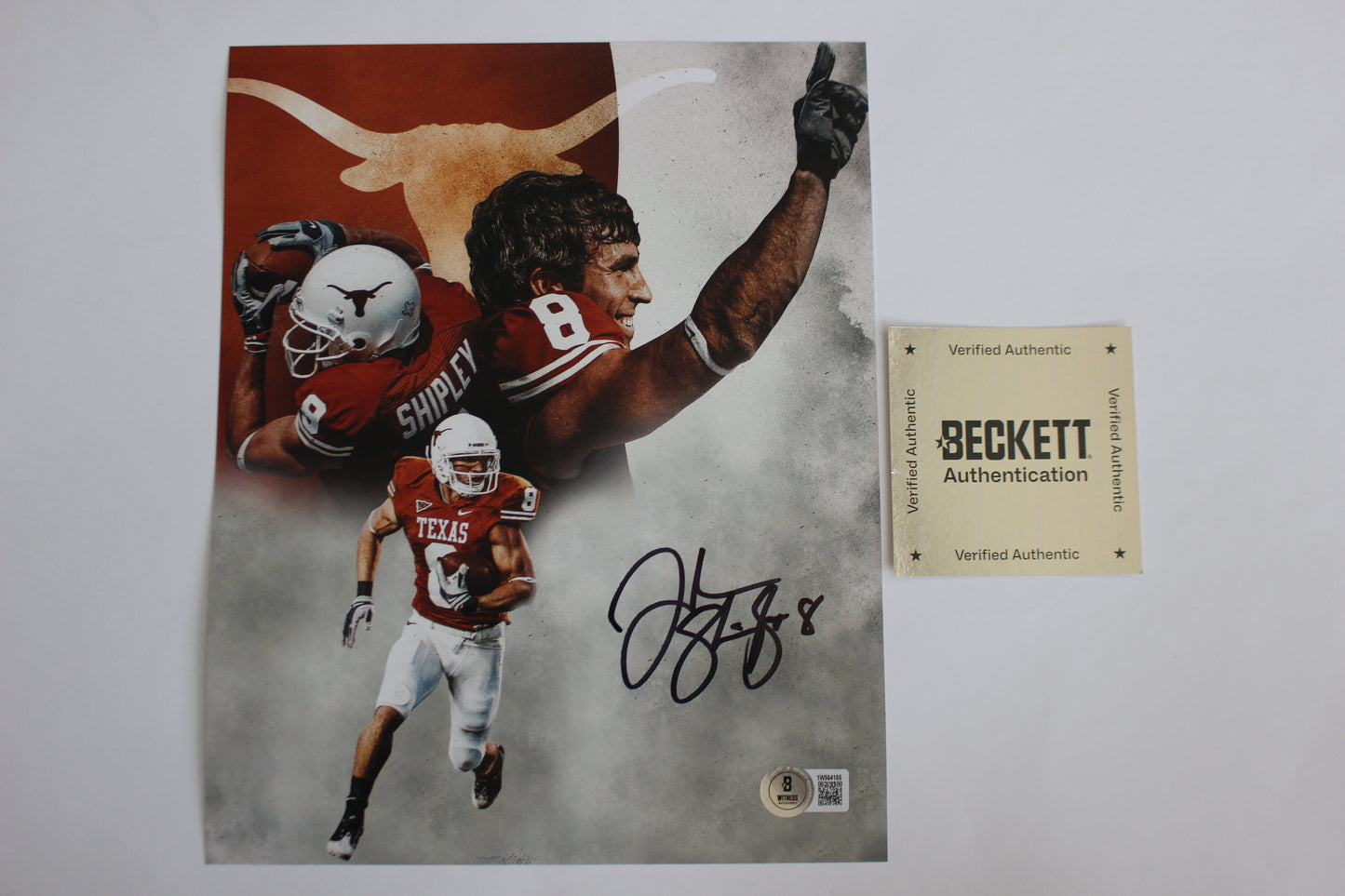 JORDAN SHIPLEY TEXAS UT LONGHORNS SIGNED 8x10 PHOTO Custom Edit BAS