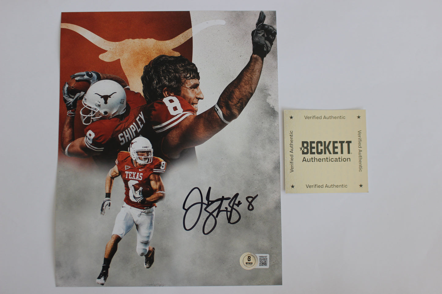 JORDAN SHIPLEY TEXAS UT LONGHORNS SIGNED 8x10 PHOTO Custom Edit BAS