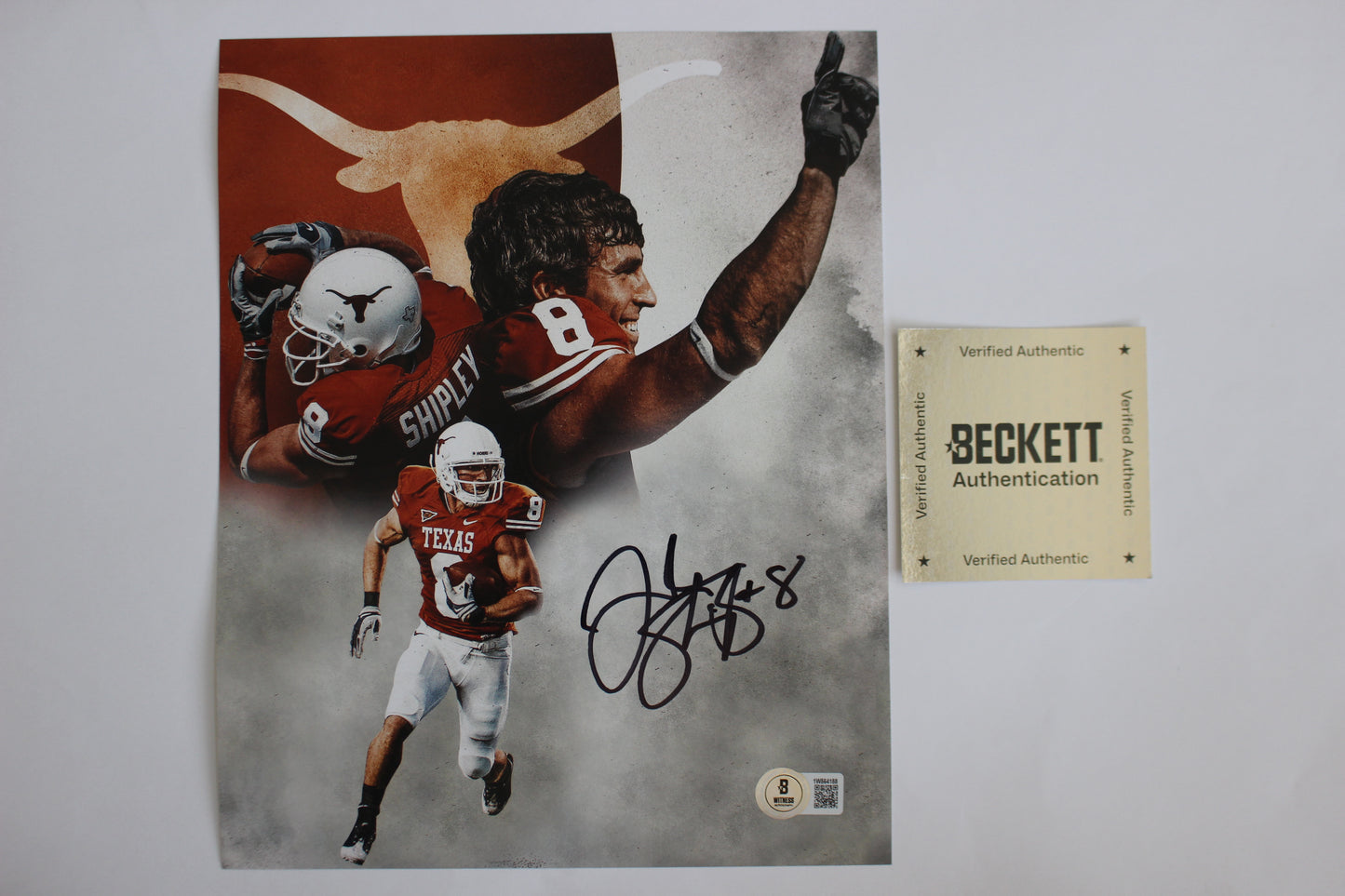 JORDAN SHIPLEY TEXAS UT LONGHORNS SIGNED 8x10 PHOTO Custom Edit BAS